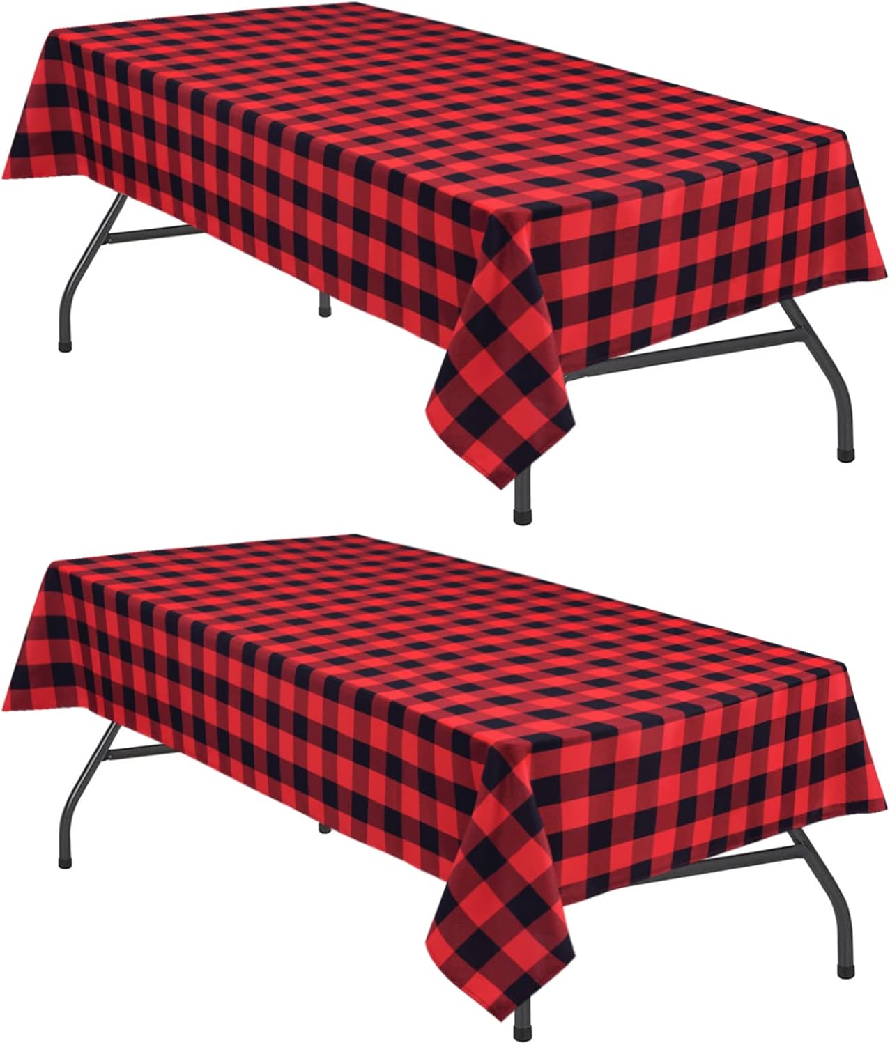Hiasan Christmas Red and Black Plaid Tablecloth Waterproof, 2 Pack, 60 x 84 inch...