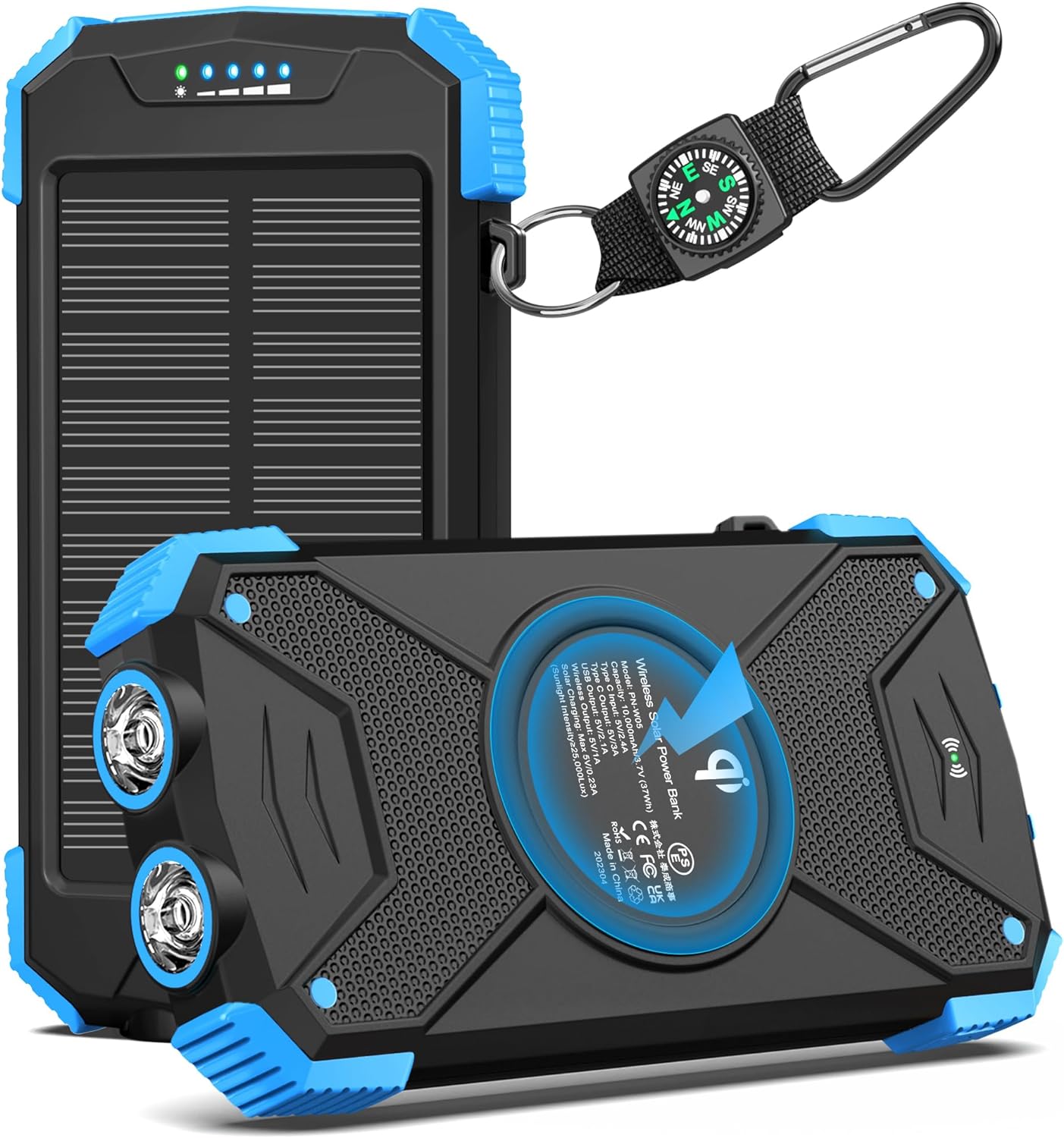 BLAVOR Solar Charger Power Bank 10,000mAh, Portable Wireless Charger, 20W Fast C...