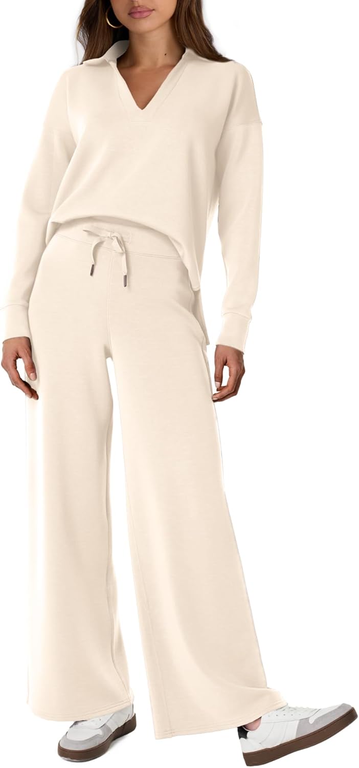 Glamaker Women's 2 Piece Sets Outfits Casual Long Sleeve Sweatsuits Polo Top and...