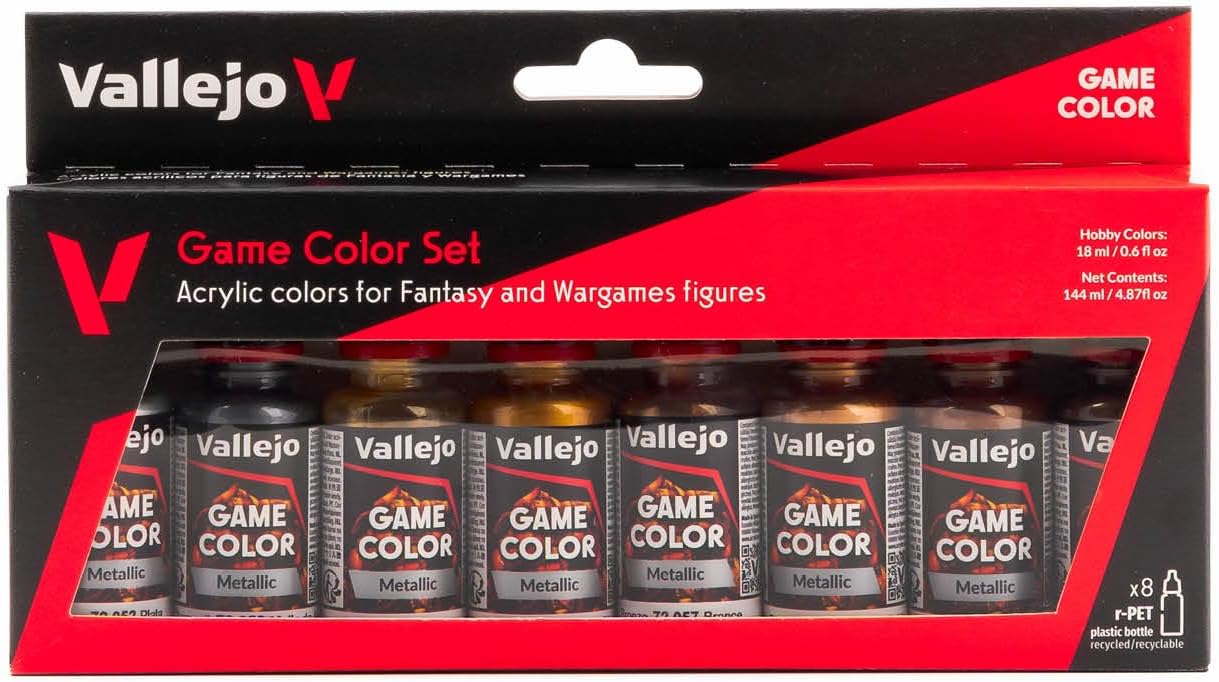 Vallejo Paints: Game Color Paint: Metallic Colors - 72303, 8 Colors, 17ml Bottle...