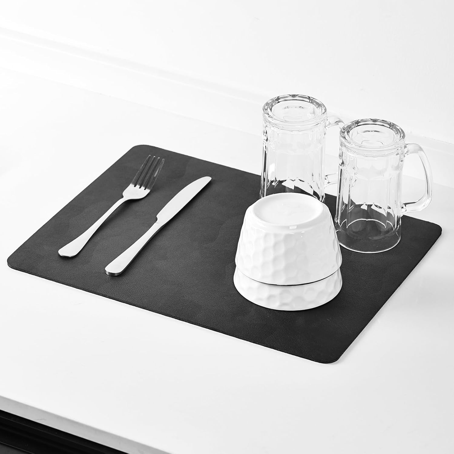 KitchenRaku Draining Board Mats, 40X30CM Super Absorbent Dish Drying Mat for Kit...