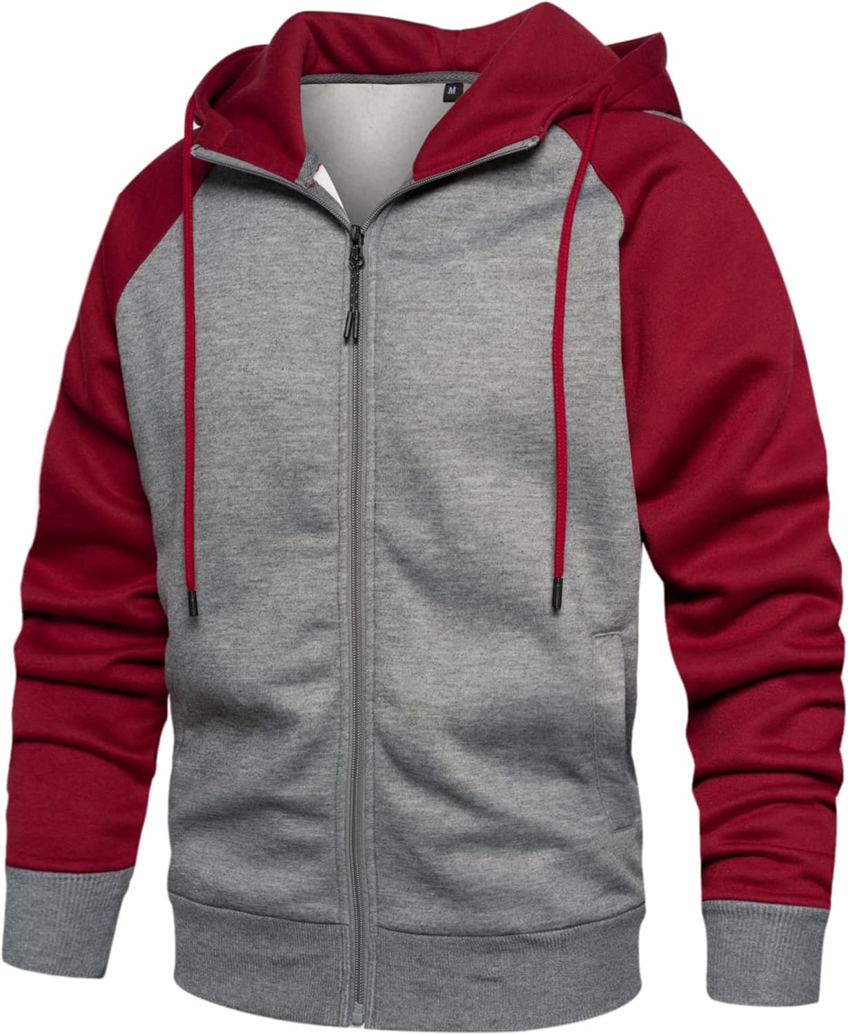 Mens Hoodies Zip Up Hoodie Patchwork Long Sleeve Fleece Jacket Work Hoodies Wint...