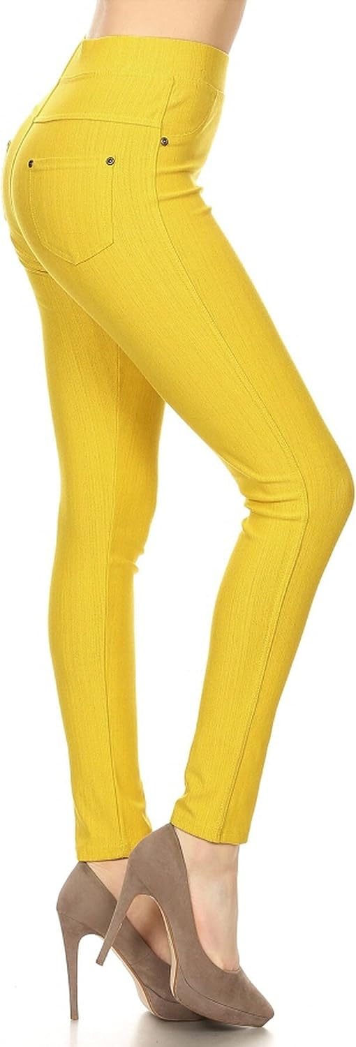 Leggings Depot Women's Cotton Blend Stretch Pull-on Jeggings Casual Pants with P...