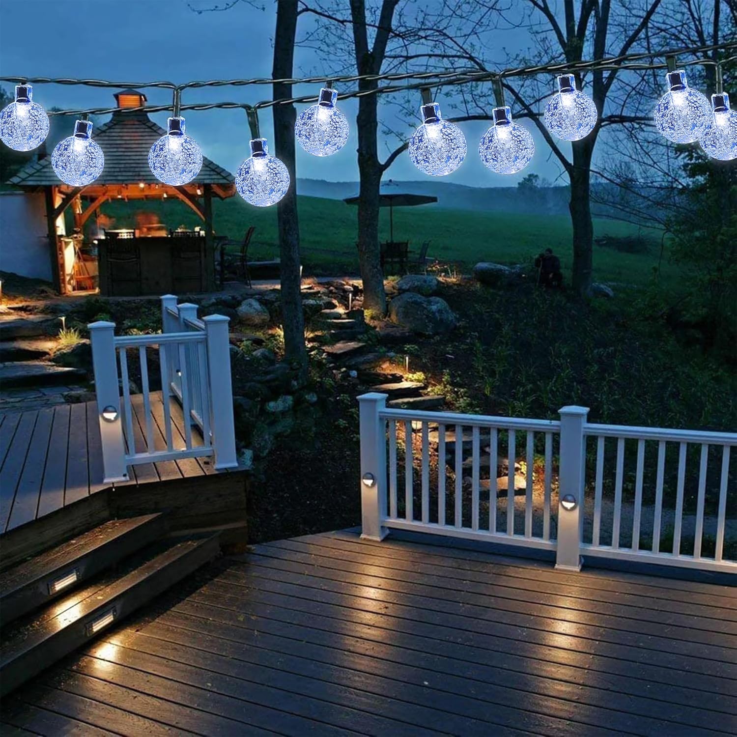 Lezonic Solar String Lights Outdoor Waterproof, 100LED 12M/39FT Solar Garden Lig...