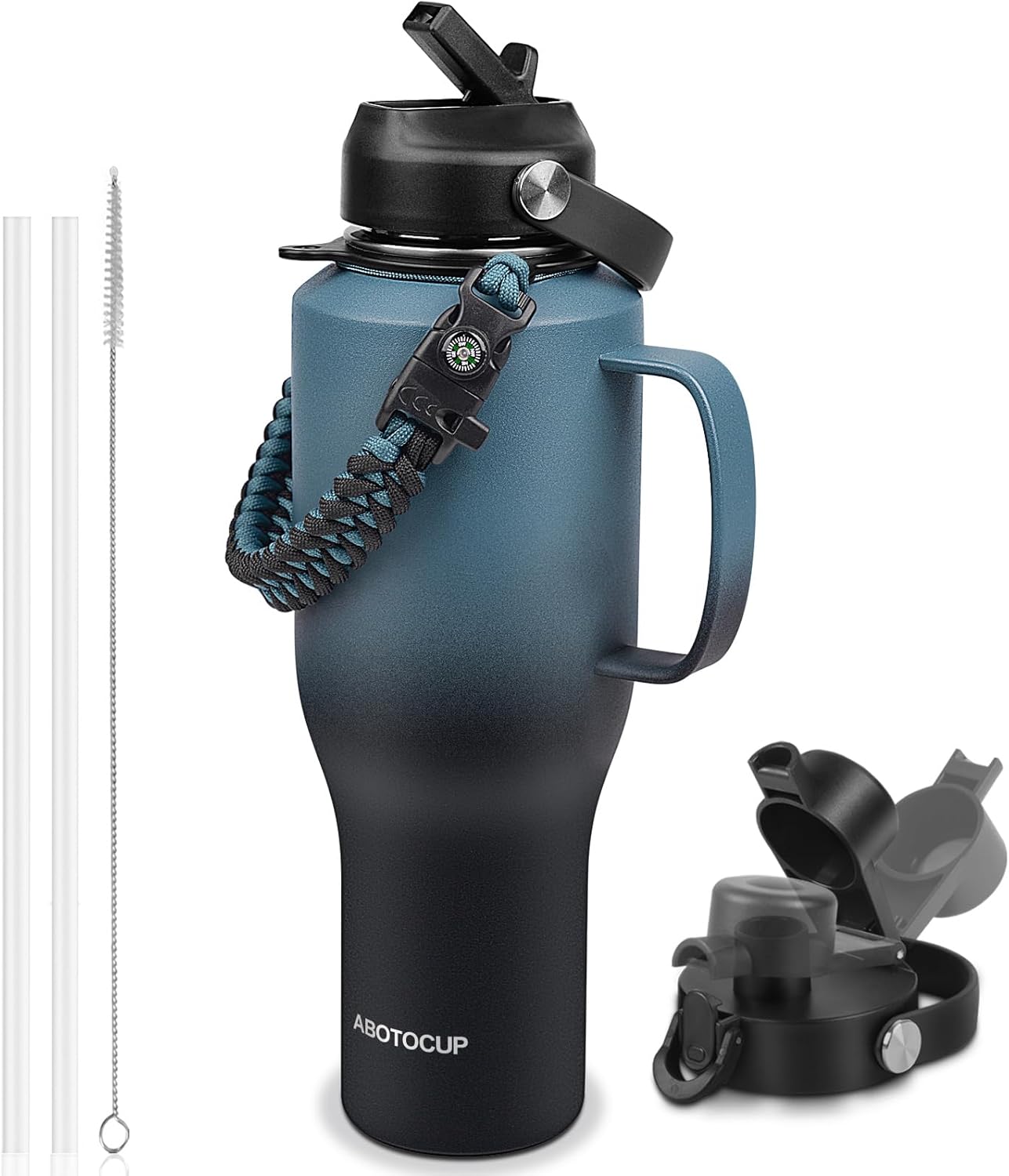 Water Bottle 40oz, Insulated Tumblers with Handle & Straw Lid, Insulated Water B...
