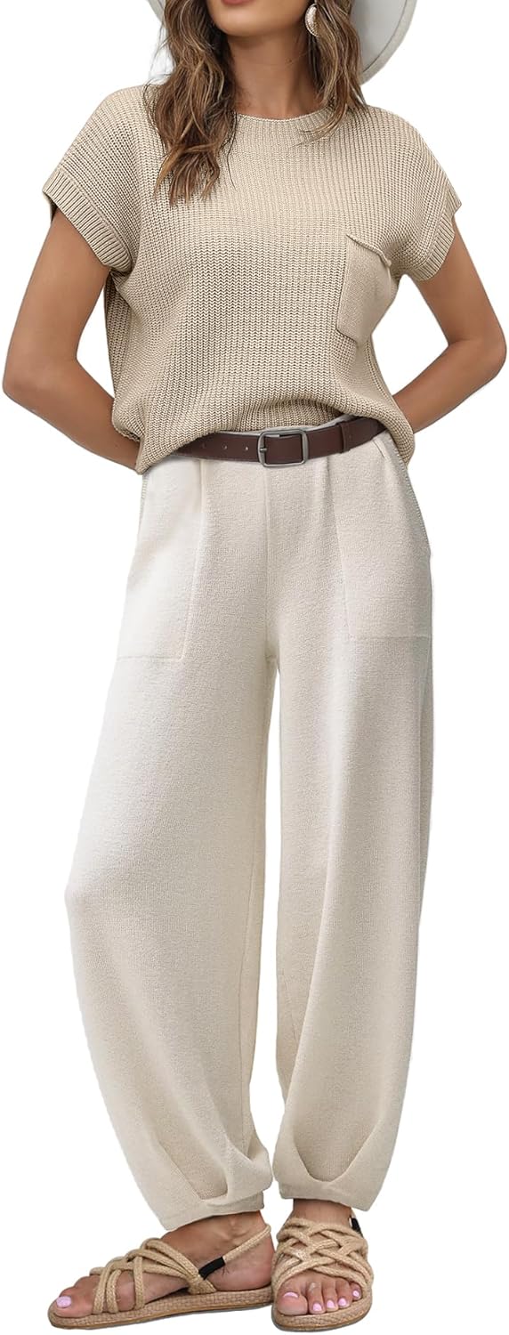 Ugerlov Women's Two Piece Outfits Sweater Sets Knit Pullover Tops and High Waist...