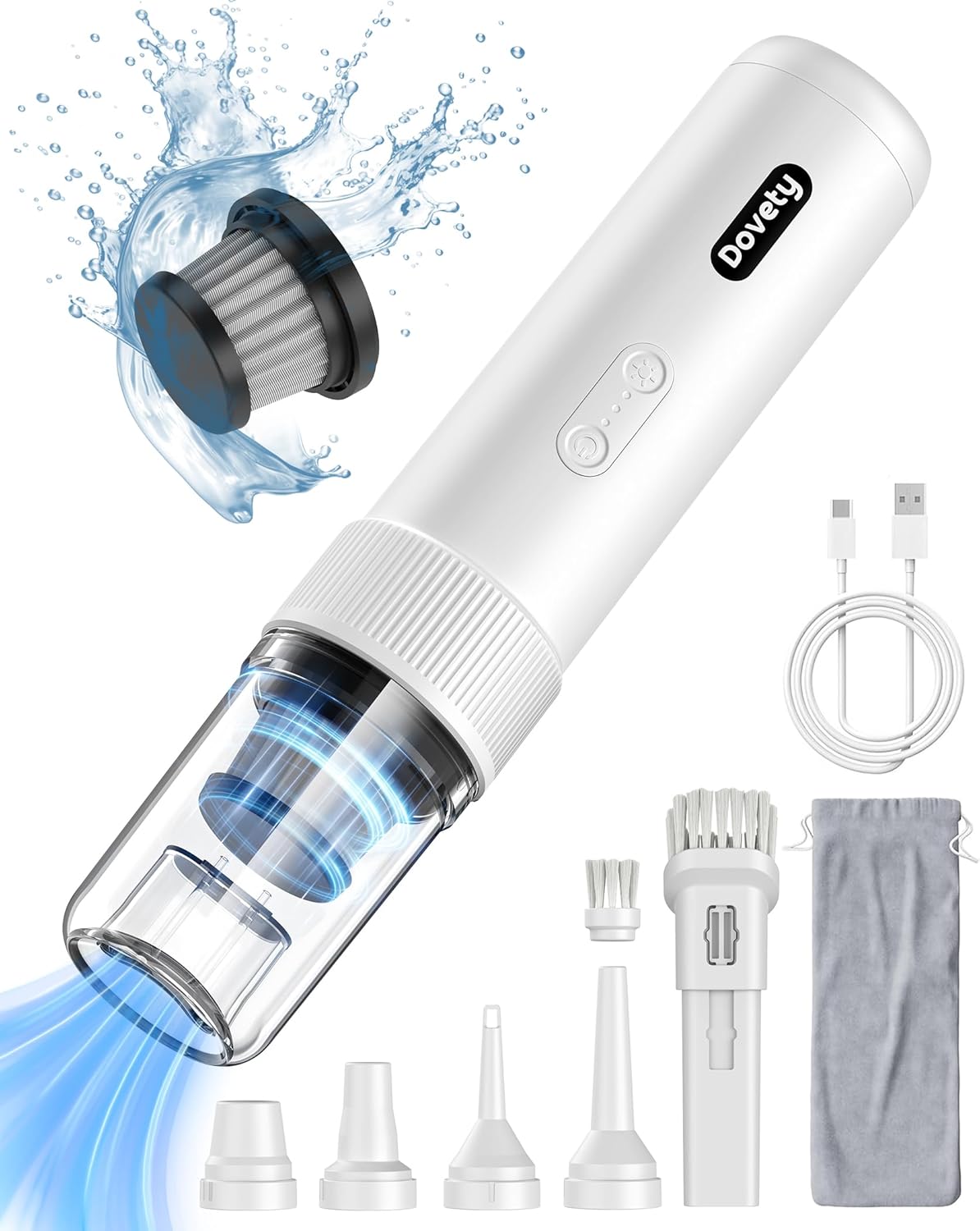 Car Vacuum Portable Cordless, 21000PA Powerful Suction, 5 in 1 Mini Vacuum Clean...