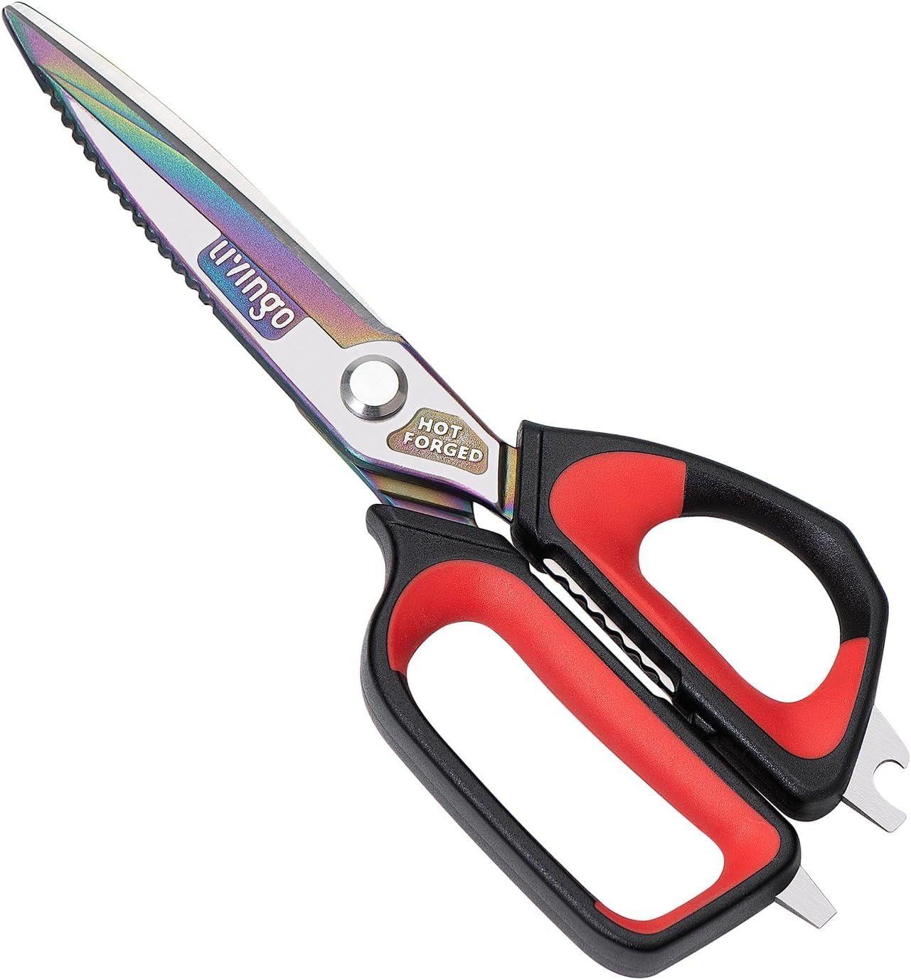 LIVINGO Heavy Duty Kitchen Scissors: Sharp Stainless Steel Titanium Coated Hot F...