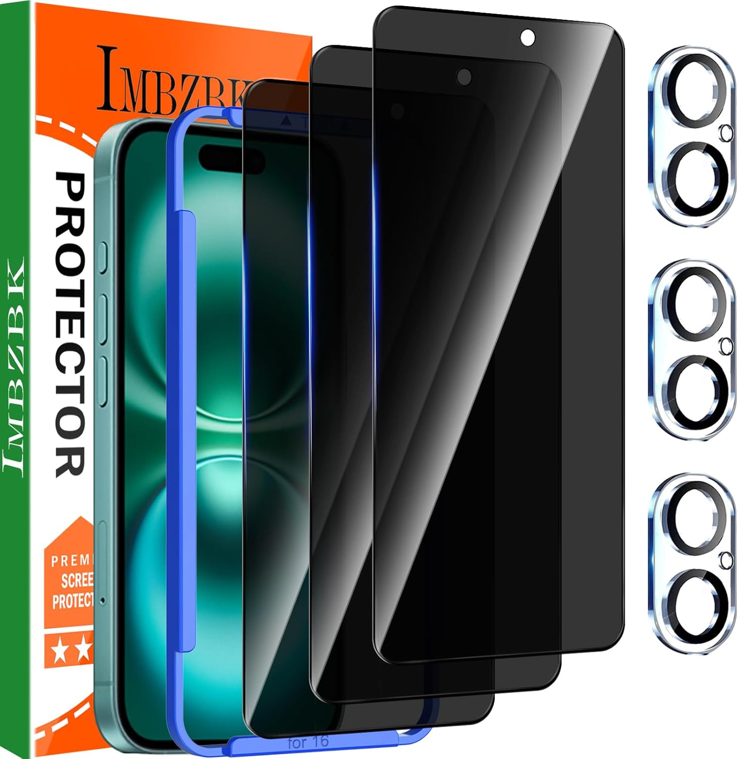 IMBZBK 3 Pack Privacy Screen Protector for iPhone 16 Tempered Glass Accessories...