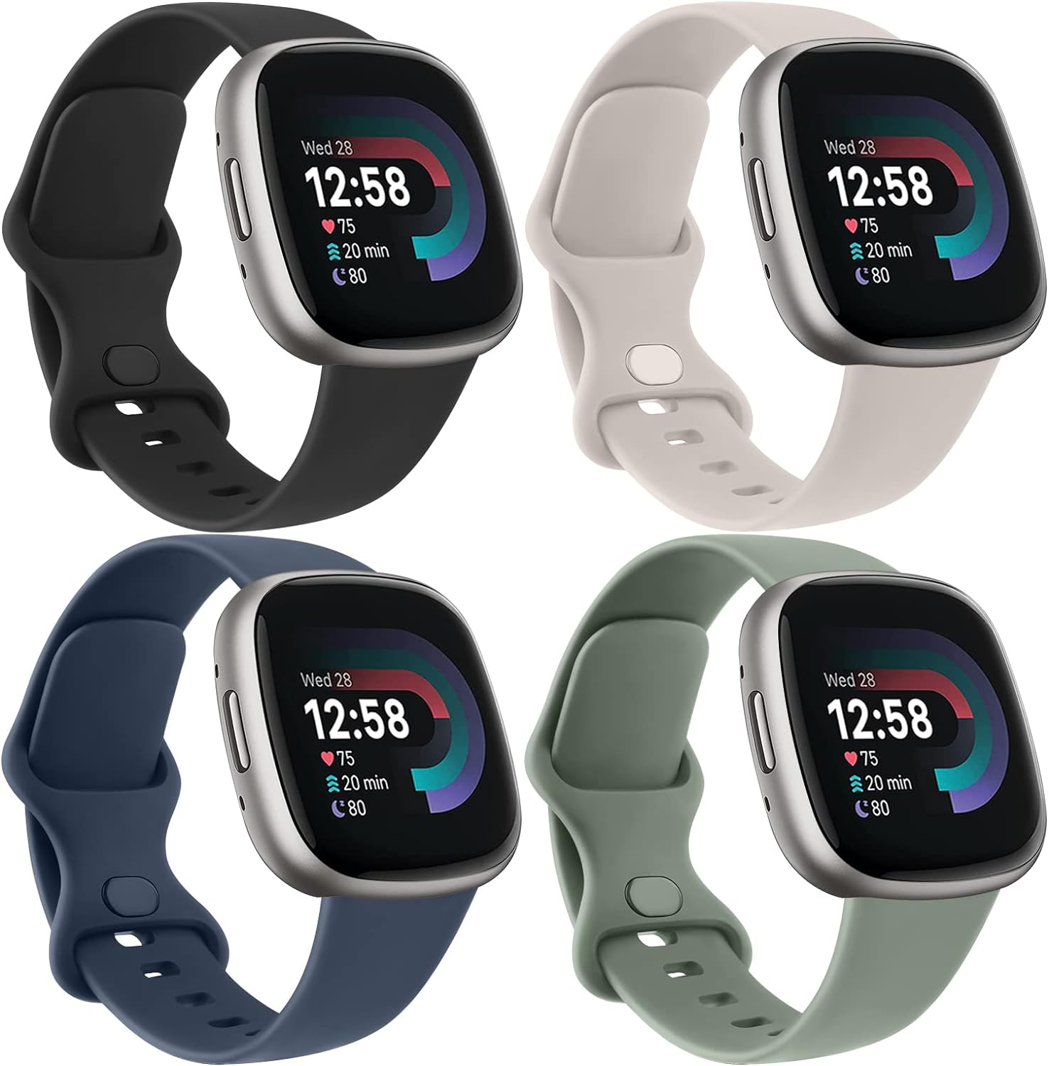 AK 4 Pack Straps Compatible with Fitbit Versa 3 Straps/Fitbit Versa 4 Strap/Fitb...