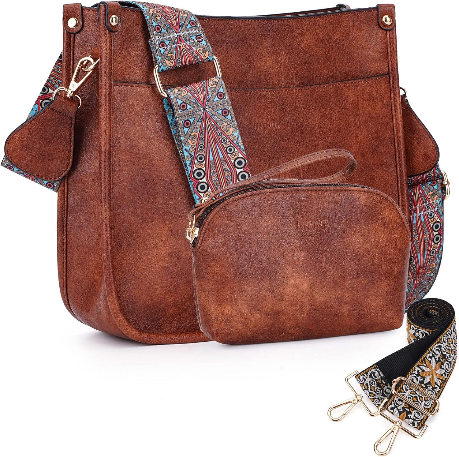 HKCLUF Crossbody Bag Purse for Women 2PCS/Set Leather Hobo Handbag Wallet Set Wi...