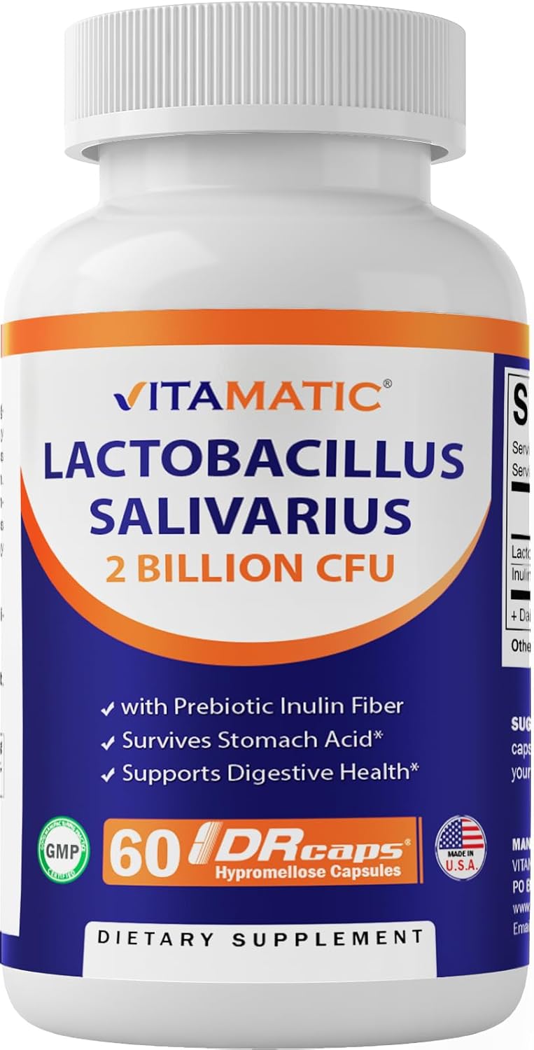 Vitamatic Lactobacillus Salivarius 2 Billion per DR Capsule - 60 Count - Digesti...