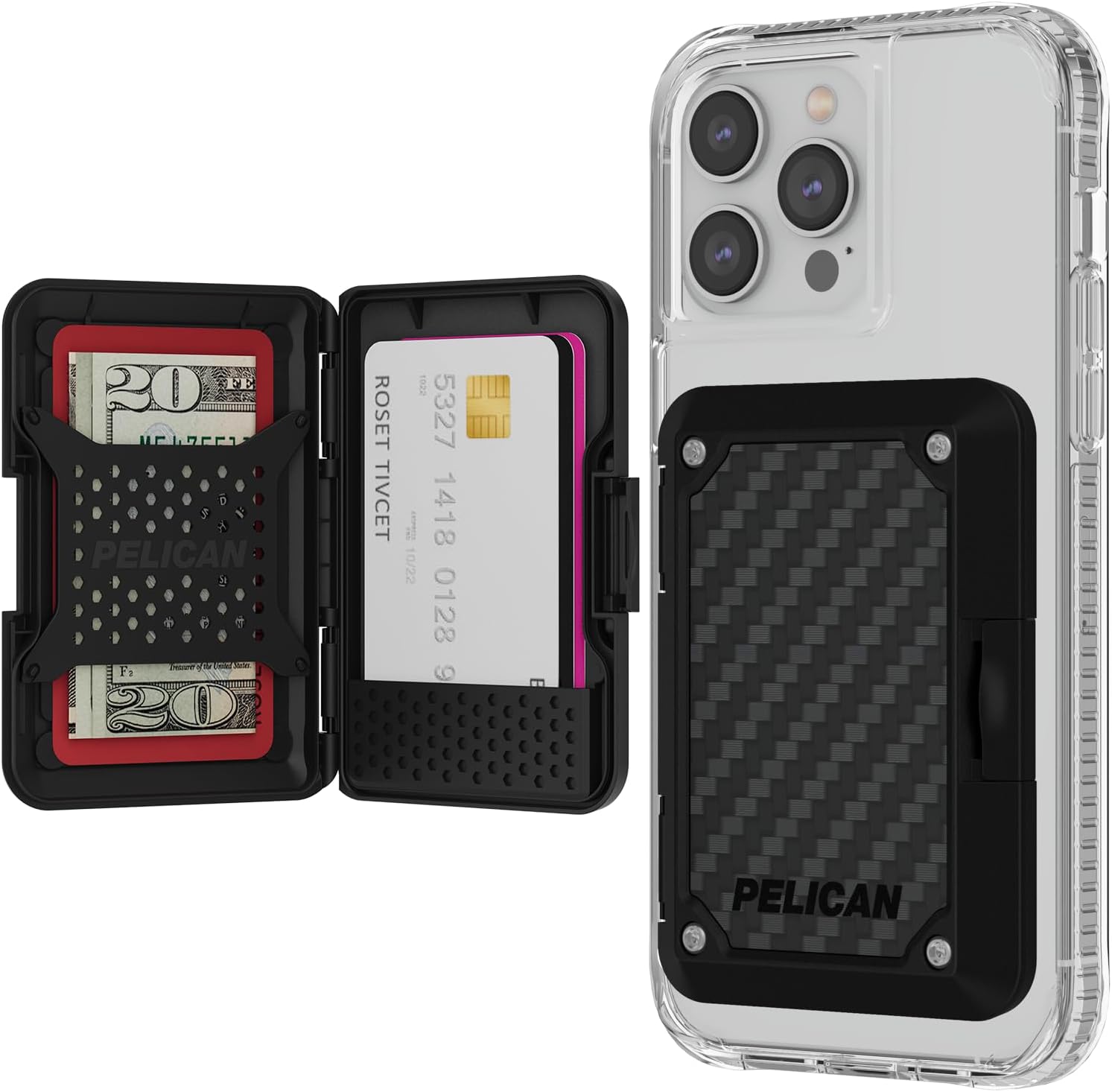 Pelican Magnetic Wallet for iPhone [Card Holder] [RFID Blocking] Heavy Duty MIL-...