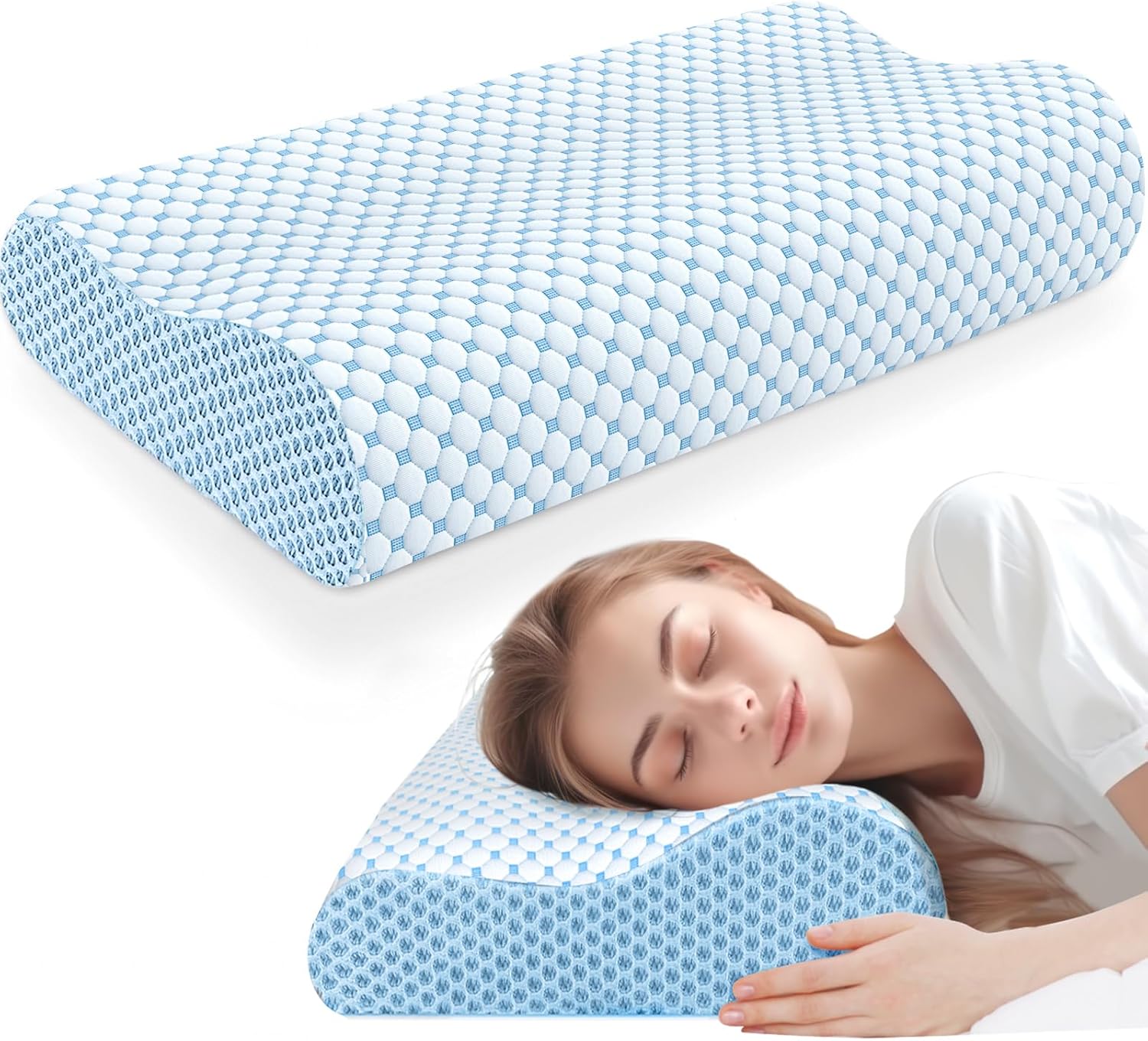 BlissTrends Cervical Pillow for Neck and Shoulder Pain Relief, Memory Foam Pillo...