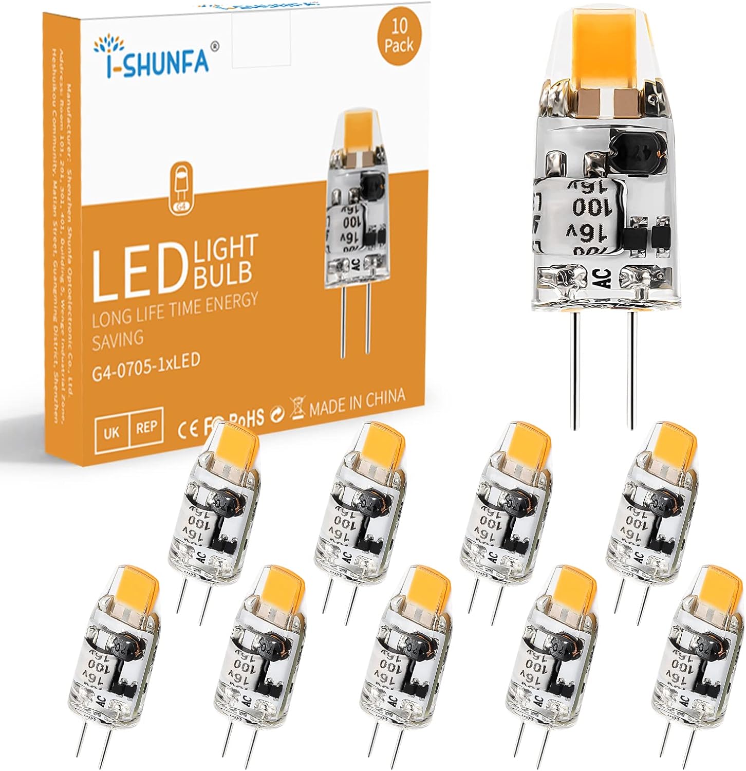 I-SHUNFA G4 LED Bulb,12V AC/DC Warm White,G4 Bi-Pin Light Bulbs,1W Alternative t...