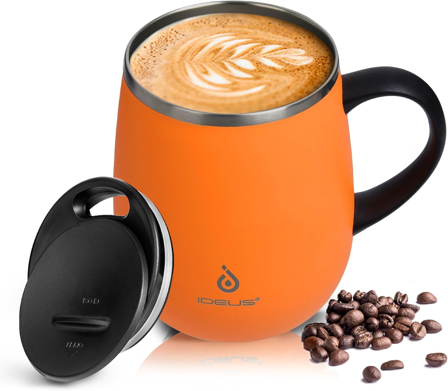Ideus Coffee Mug 470ml (16oz), Double Wall Vacuum Insulated Stainless Steel Coff...
