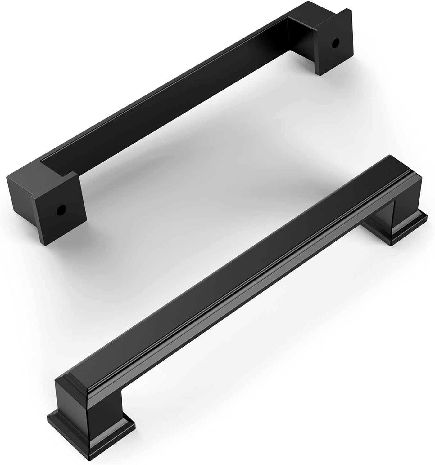 Amerdeco 10 Pack Matte Black 5 Inch(128mm) Hole Centers Kitchen Cabinet Pulls Ca...