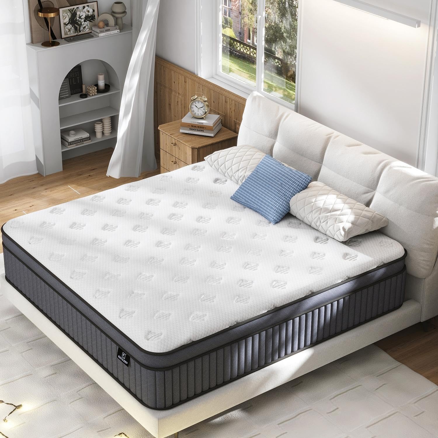 King Size Mattress, Upgrade Strengthen 14 Inch Firm Hybrid King Mattress in a Bo...