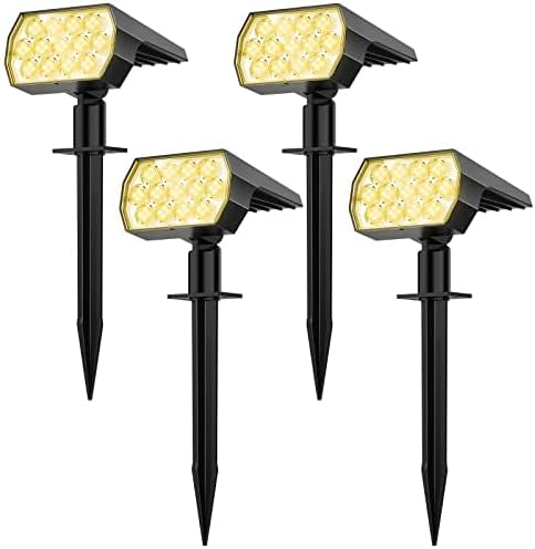 Flaow Solar Garden Lights, 52 LED Solar Spot Lights Outdoor, Warm White Solar Po...