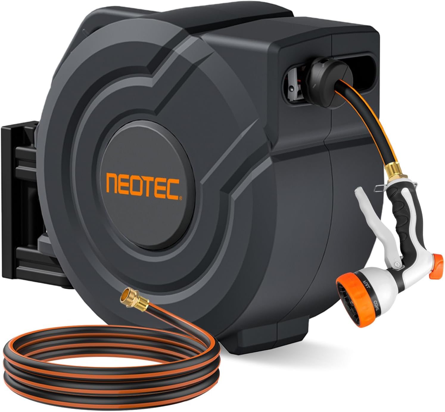 Retractable Hose Reel, 1/2 in x 100 ft Wall Mounted Garden Hose Reel, Heavy Duty...