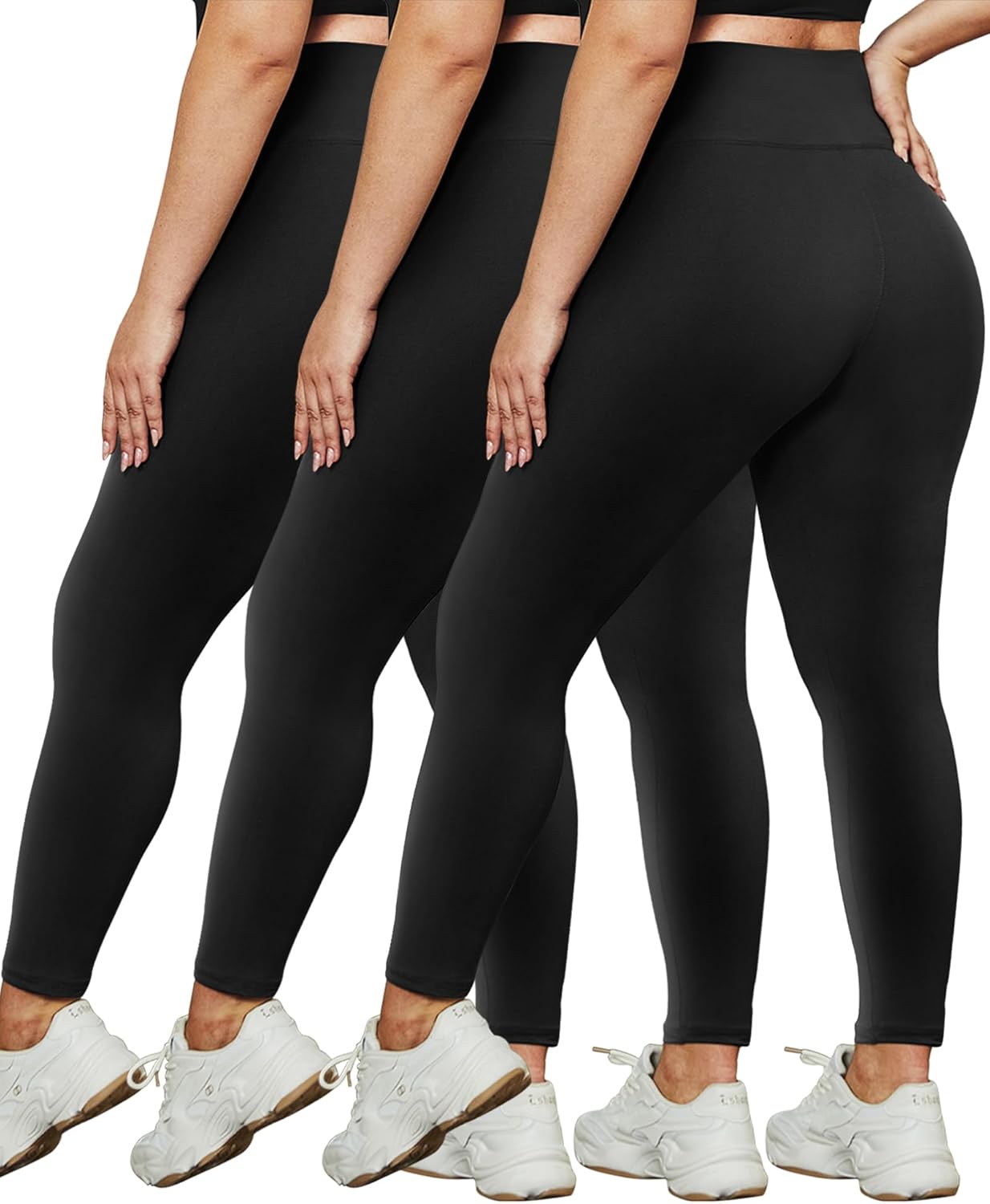 HLTPRO 3 Pack Plus Size Leggings for Women(X-Large - 4X)- High Waist Stretchy So...