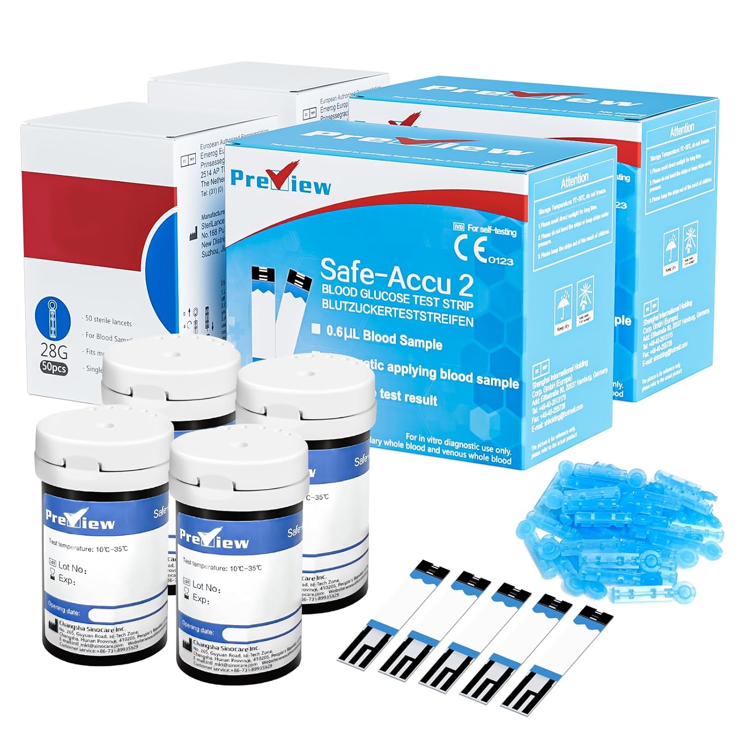 Preview Blood Sugar Strips Blood Glucose Test Strips and Lancing Devices 100 PCS...
