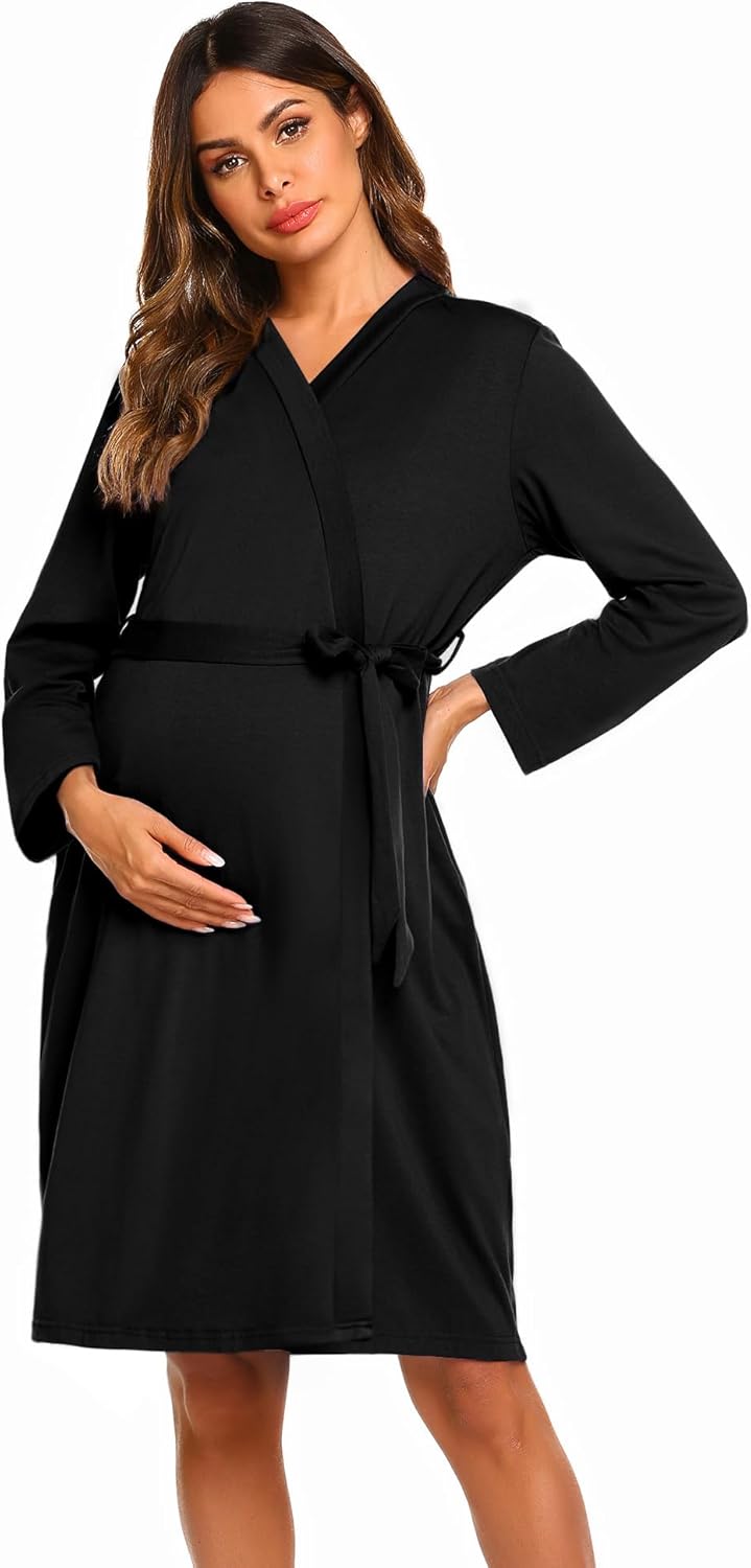Ekouaer Maternity Robe Labor Delivery Nursing Gown Hospital Breastfeeding Dress...