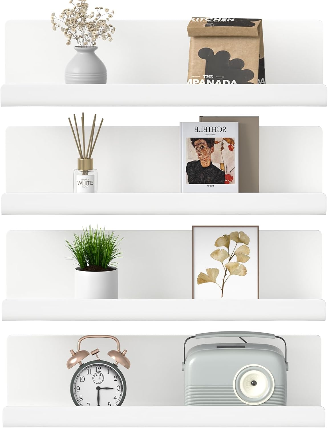 WELDUN Floating Shelves, Set of 4 Wall Mounted Shelf, Picture Ledge Display, Dec...