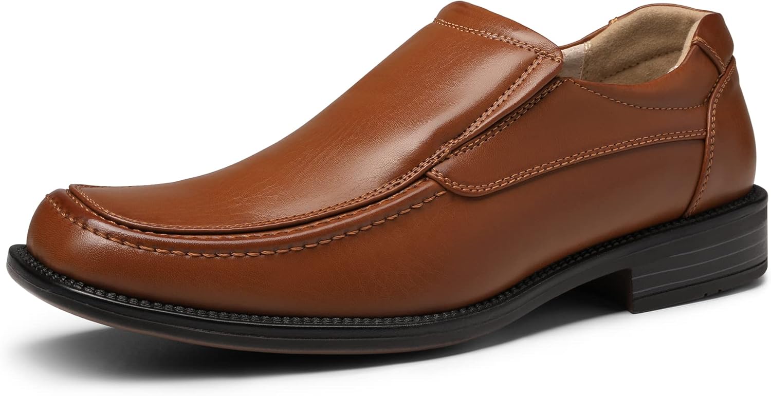 Bruno Marc Men's Leather Lined Square Toe Dress Loafers Shoes 13 UK Brown