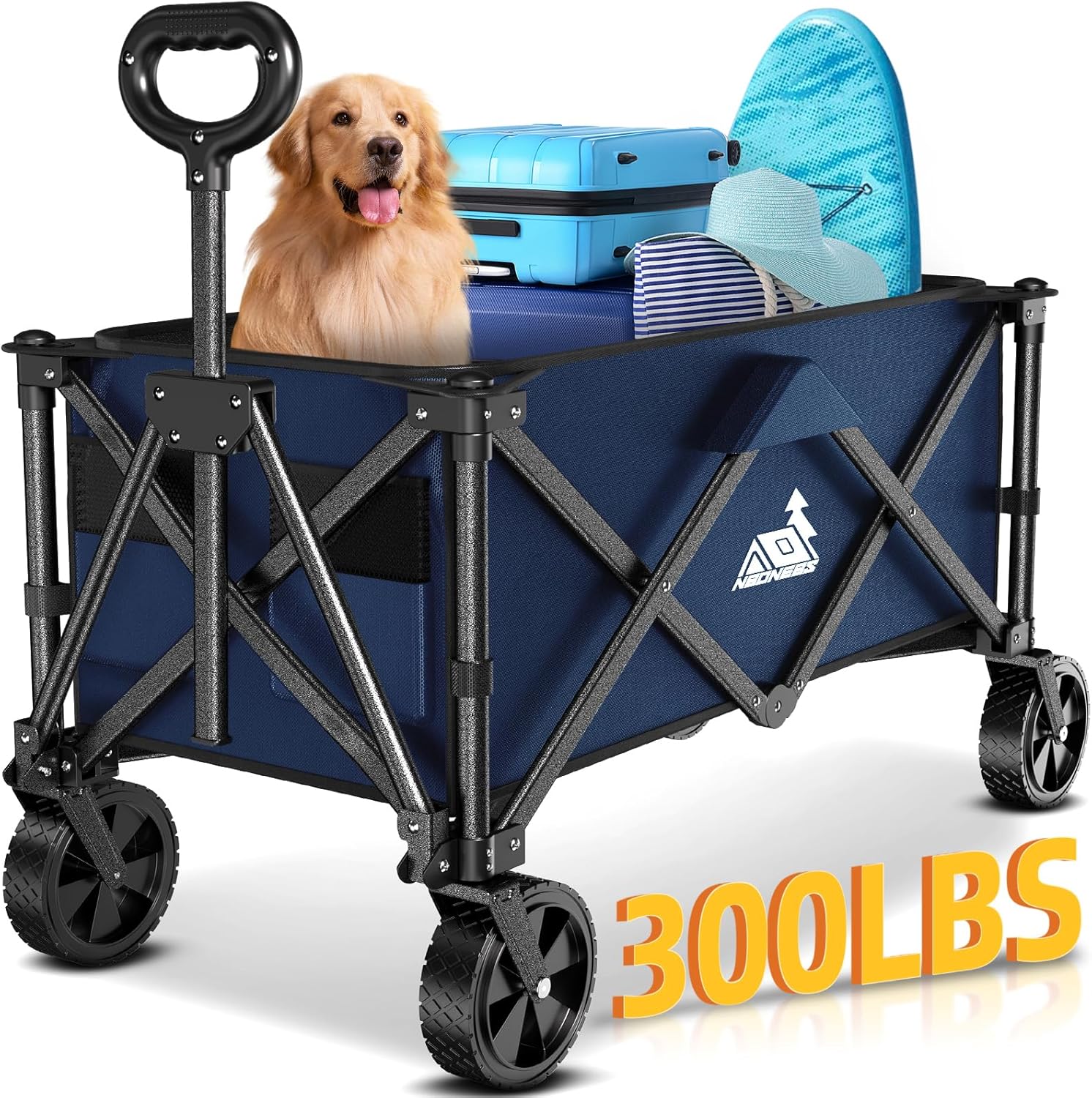 Collapsible Wagon Cart Foldable with 300lbs Weight and 300L Large Capacity,Heavy...