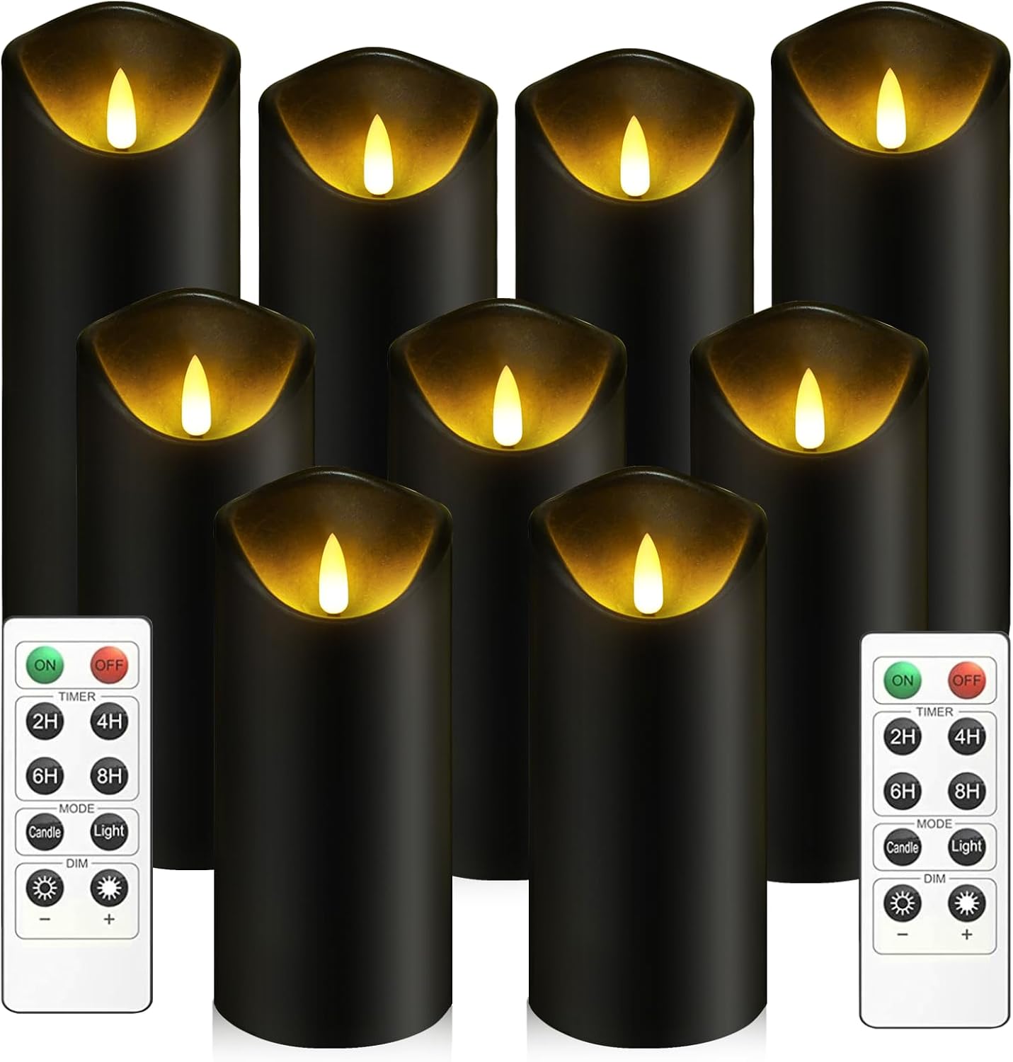 Flickering Flameless Candles, Battery Operated Acrylic LED Pillar Candles with R...