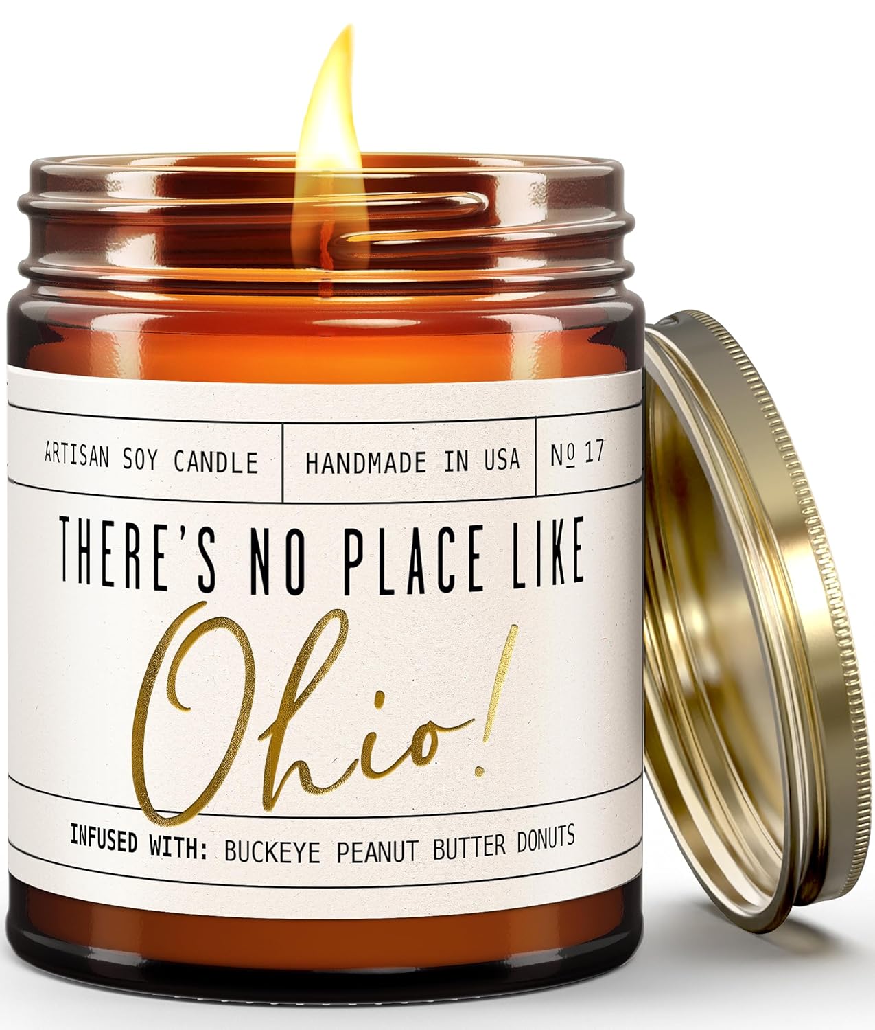 Ohio Gifts, Ohio Decor for Home - 'There's No Place Like Ohio Candle, w/Buckeye...