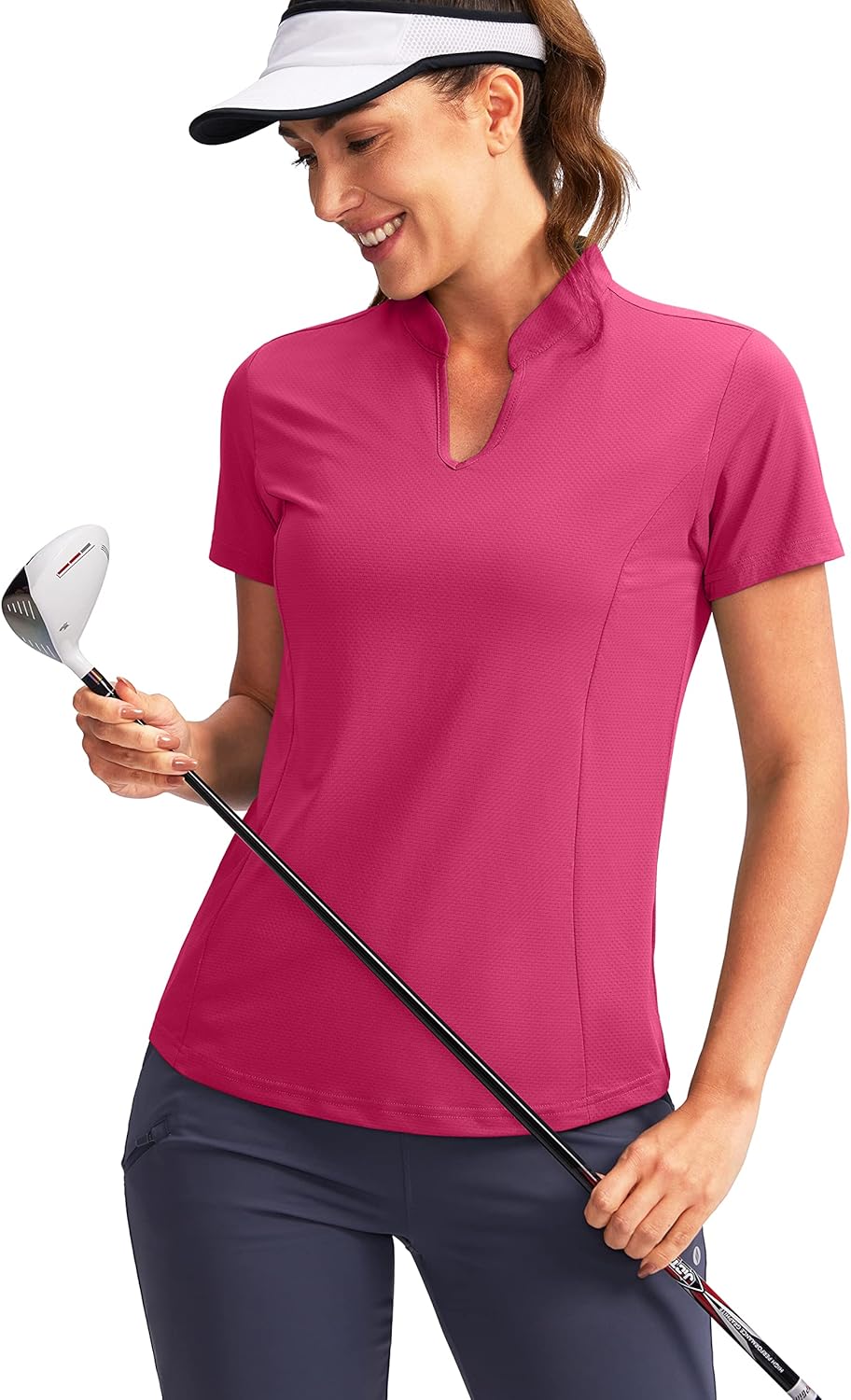 Obla Women's Golf Polo Shirt V-Neck Short Sleeve Collarless Quick Dry Tennis Run...