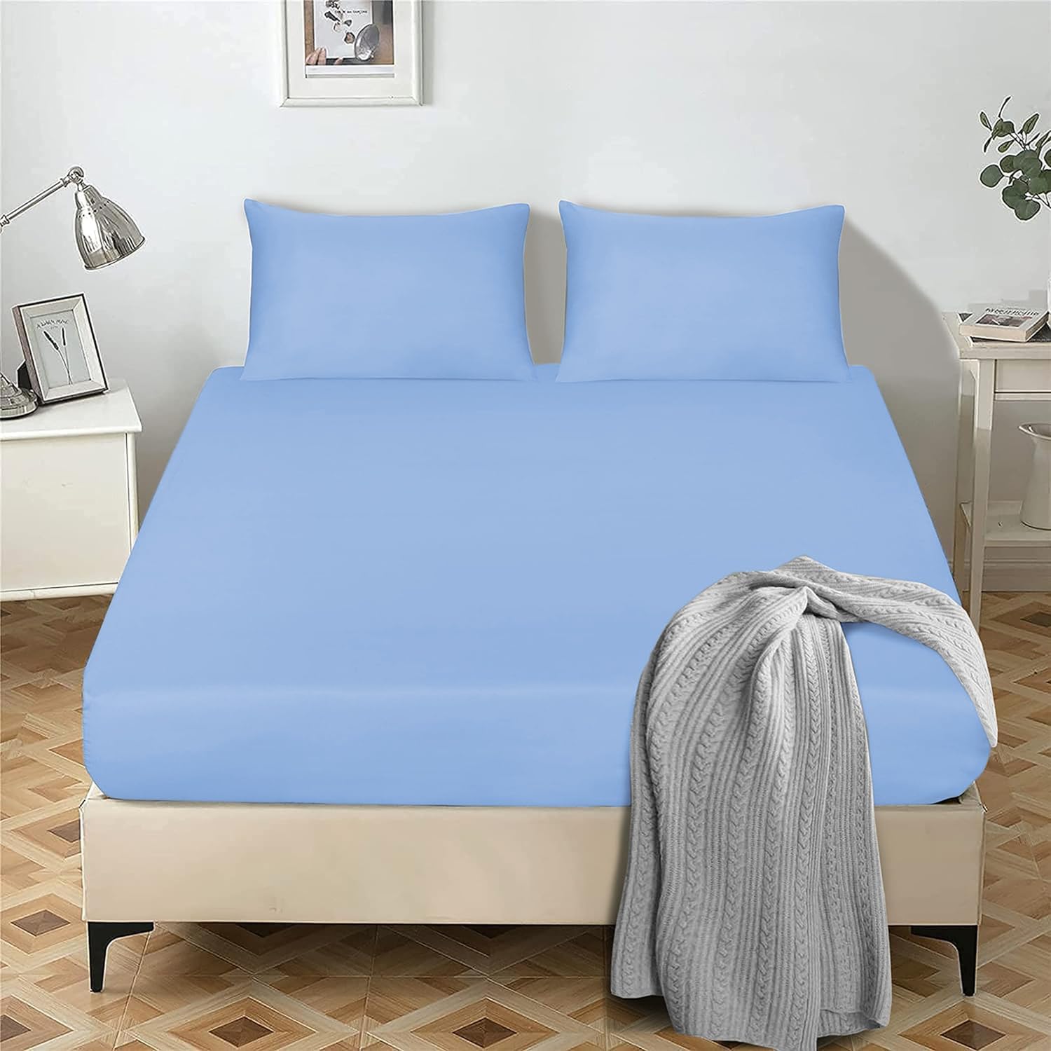 Hypoallergenic My Home Store Fitted Sheet, Special Brushed Microfiber Bed Sheets...