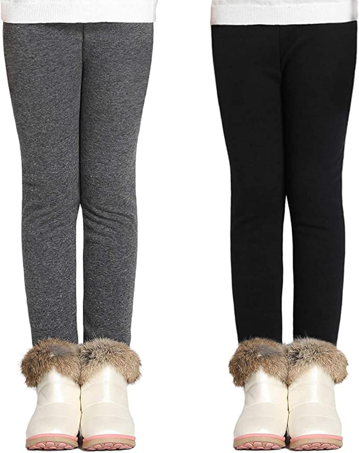 Adorel Girls Fleece Lined Leggings Thermal Trousers Cotton Pack of 2 2-3 Years P...