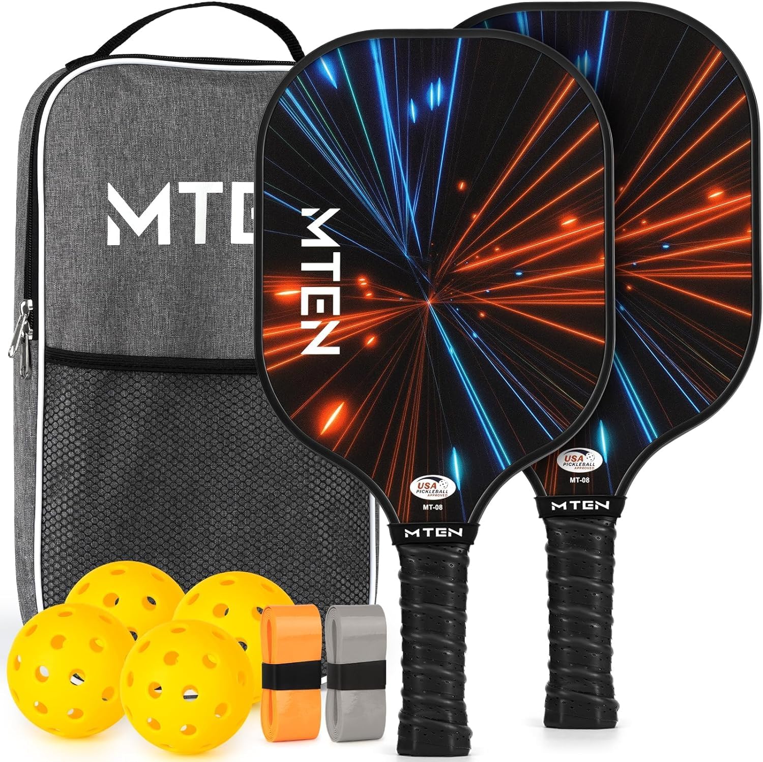 Pickleball Paddles Set of 2, USAPA Approved Fiberglass Pickleball Set with 4 Pic...