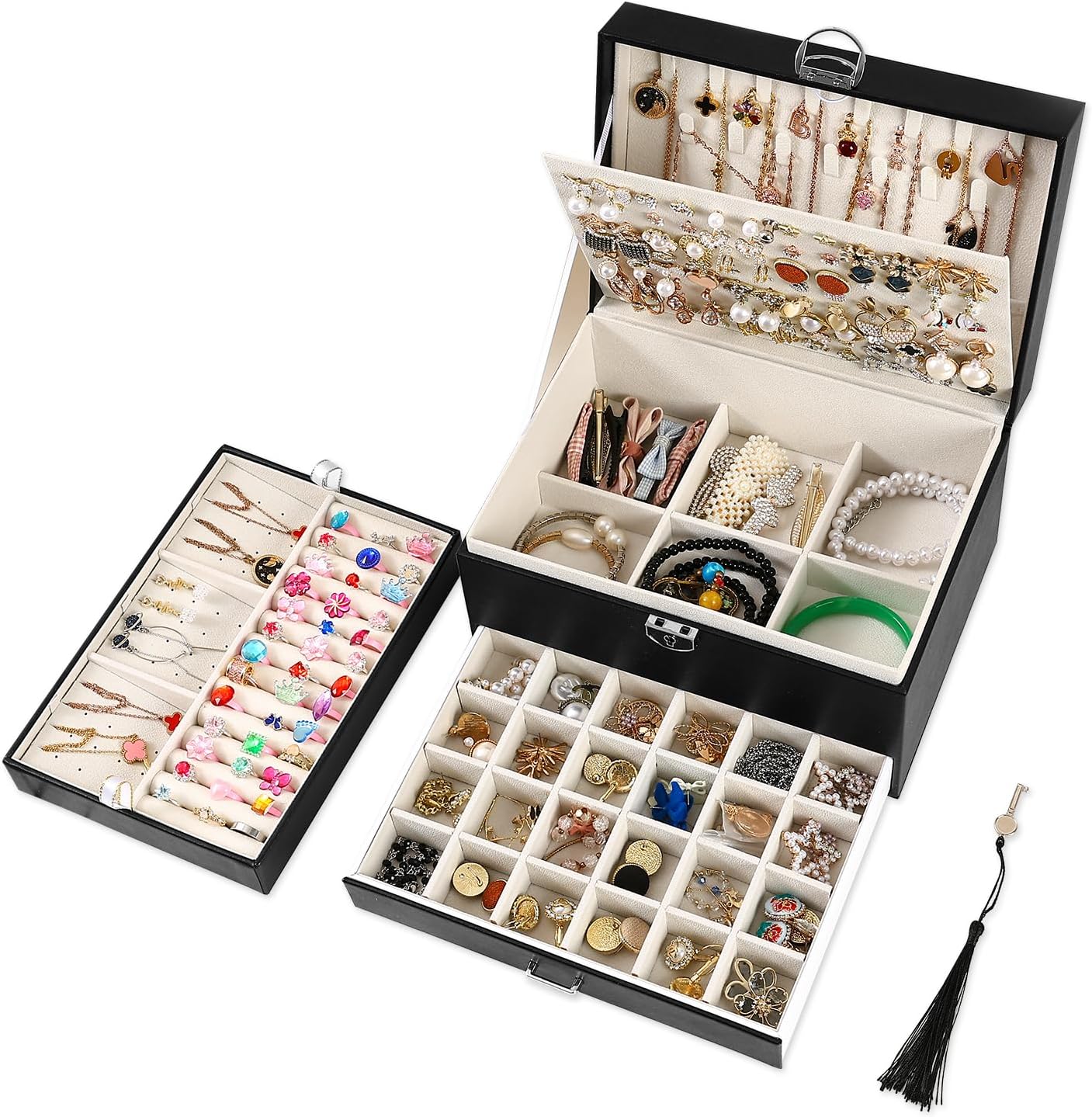 BOOVO Earring Jewelry Box For Women Girl Stud Organizer, 5 Layers Girl Jewelry O...