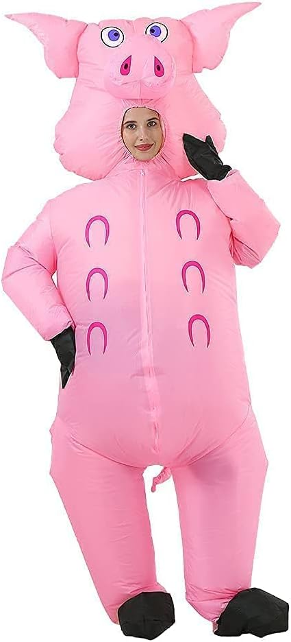 RHYTHMARTS Inflatable Pig Costume Halloween Costume Fancy Dress Pink Pig Costume...