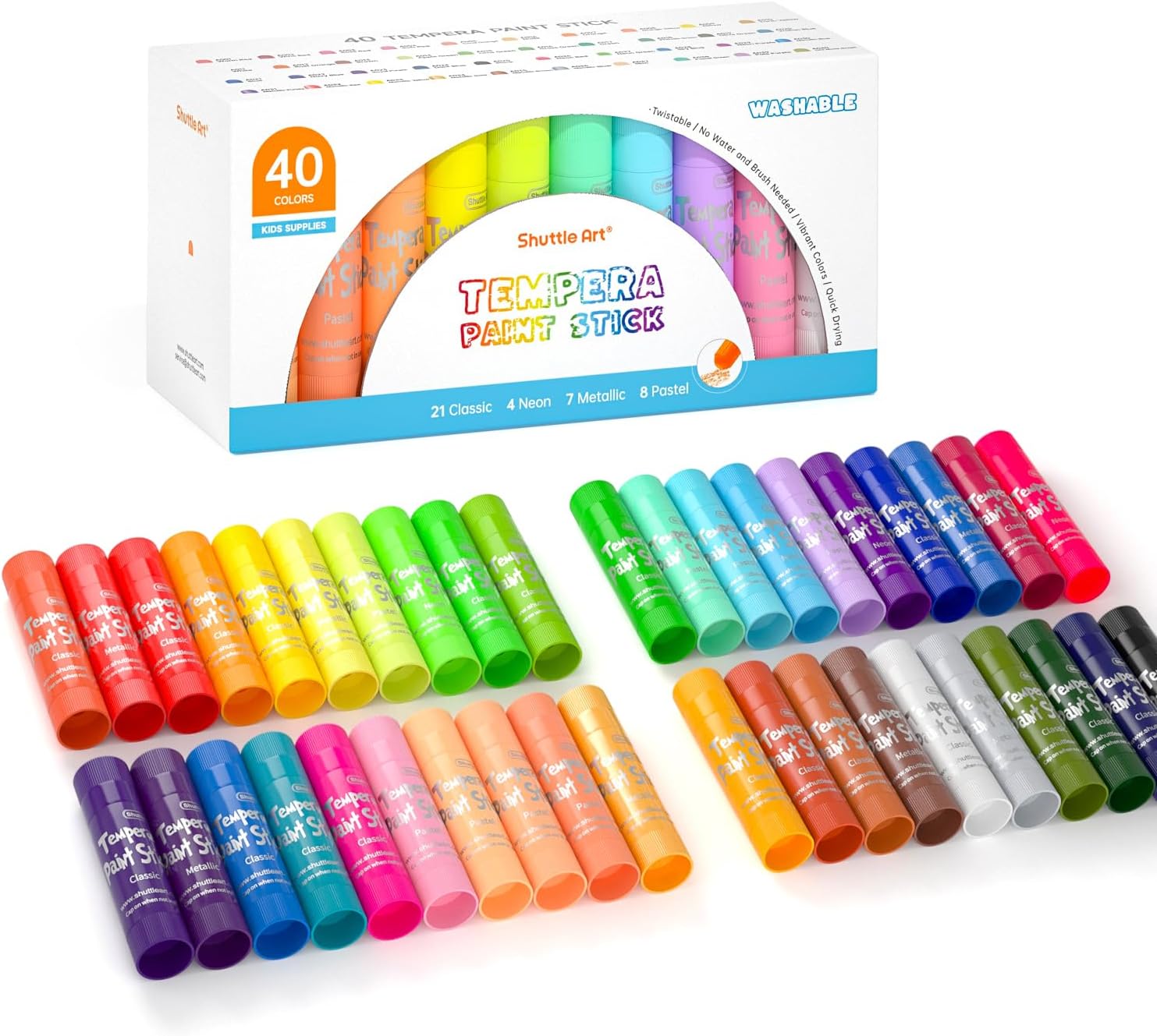 Tempera Paint Sticks, Special 40 Colors Solid Tempera Paint for Kids, Innovative...