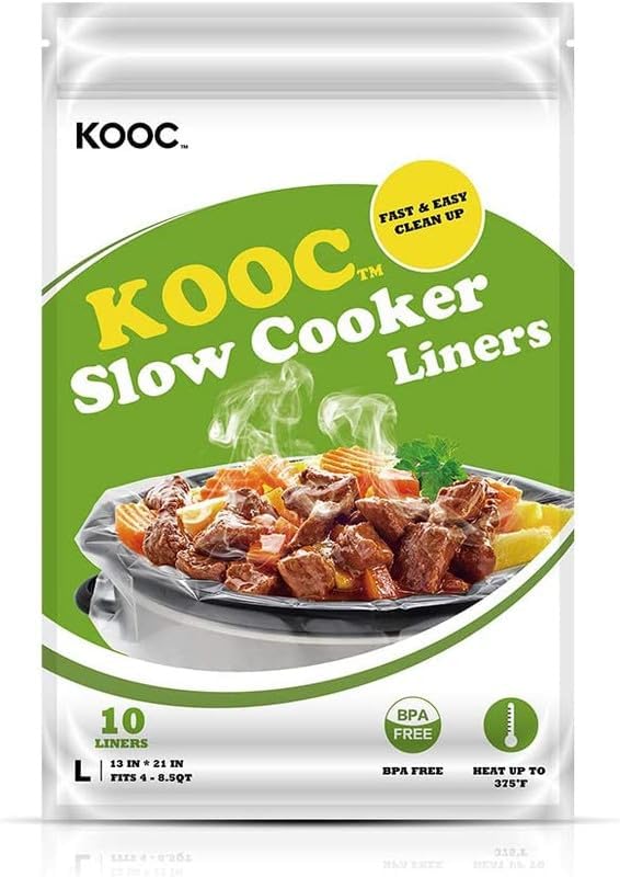 KOOC Slow Cooker Liners 13x21 inch 10 Count Large Size Disposable Pot Liners Coo...