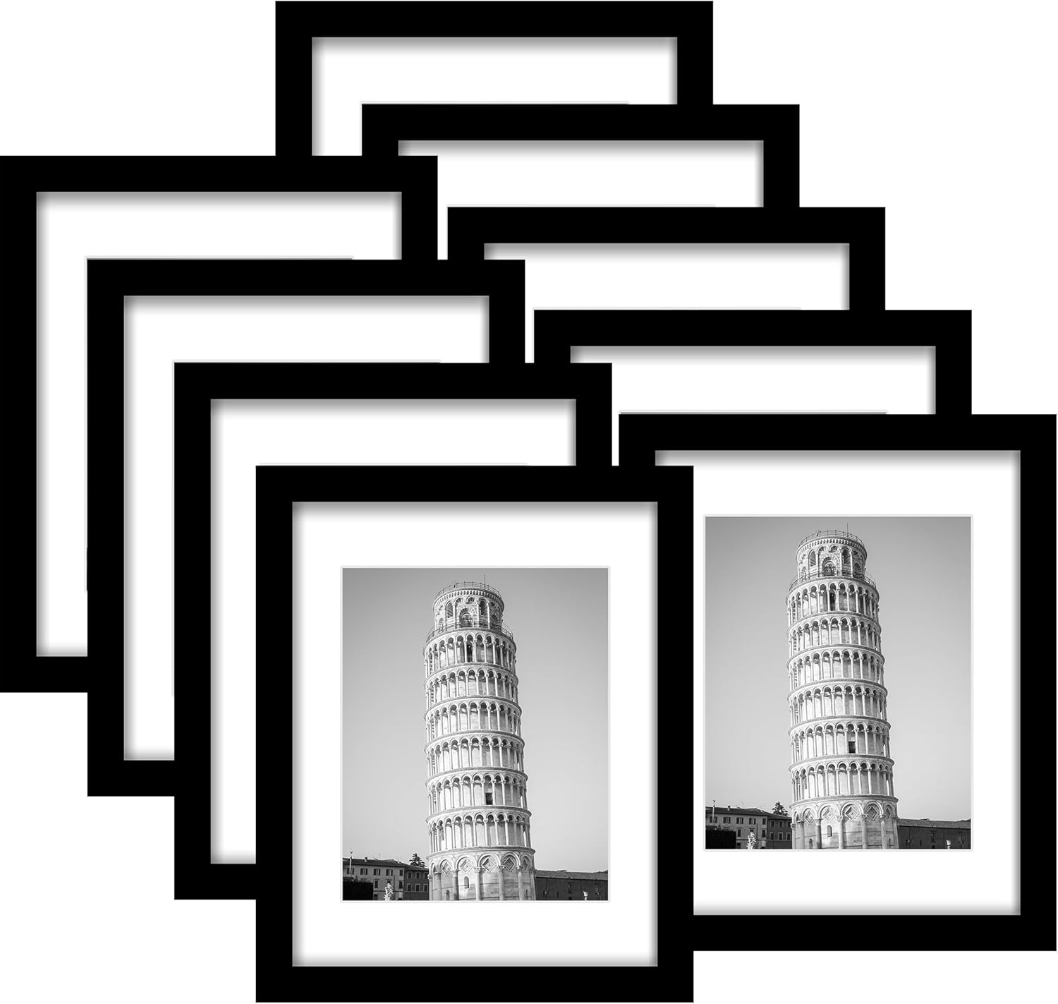 Wiscet11x14 Picture Frame Set of 9, Display Pictures 8x10 with Mat or 11x14 With...