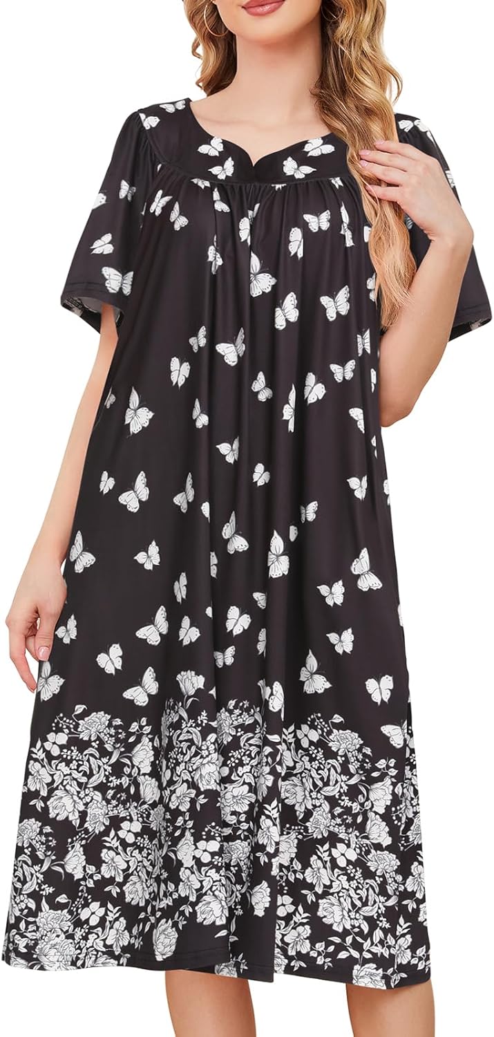 House Dresses for Women, Special Moo Moo Nightgown with Pockets, High-Quality Sh...