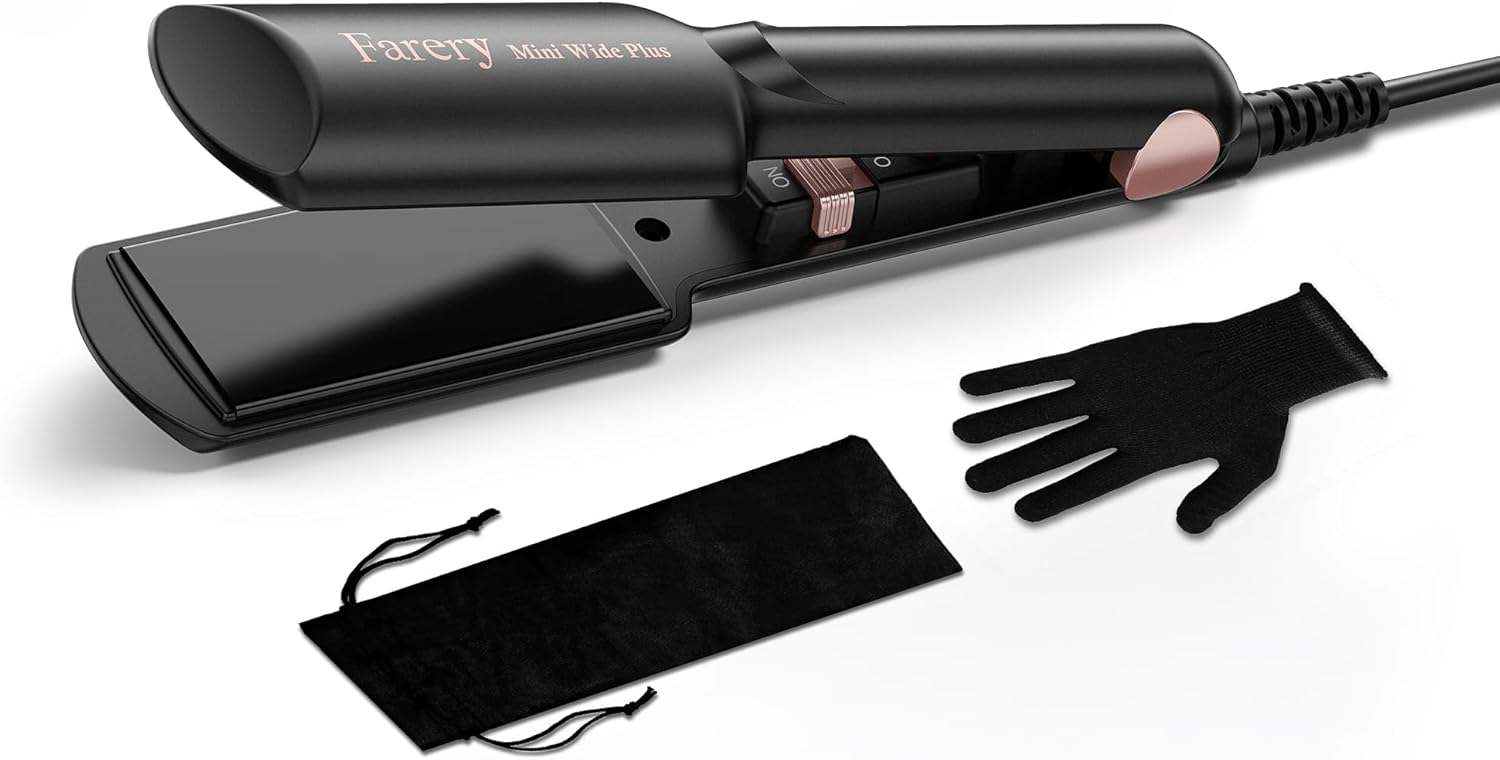 FARERY Portable Mini Hair Straightener, 38mm Wider Plate Mini Flat Iron for Shor...