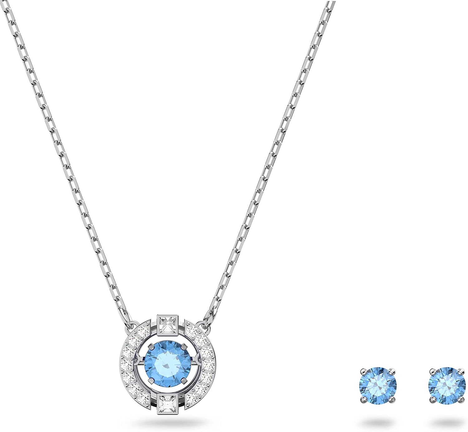 Swarovski Sparking Dance Crystal Necklace and Earring Set Jewelry Collection Blu...