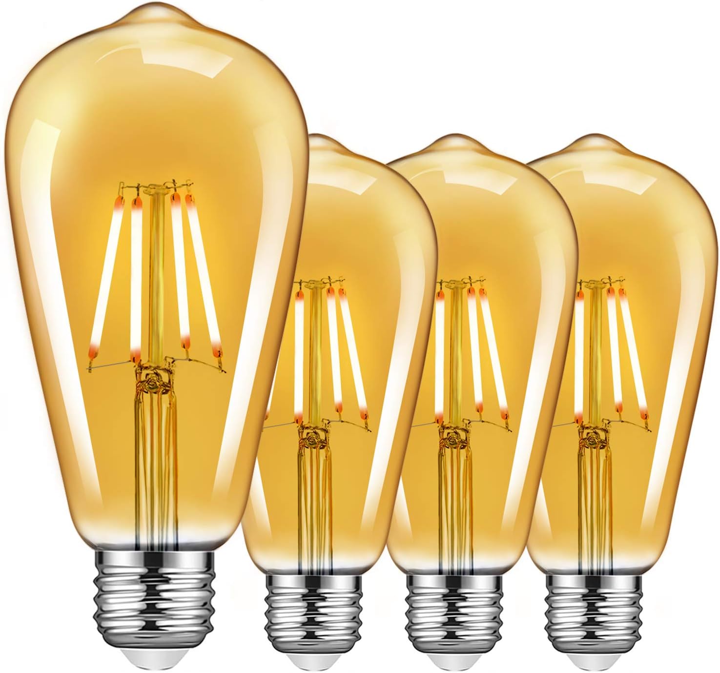 TopLeder E27 Edison Light Bulbs 4 Pack, 4W Dimmable Screw Bulb Vintage LED Filam...