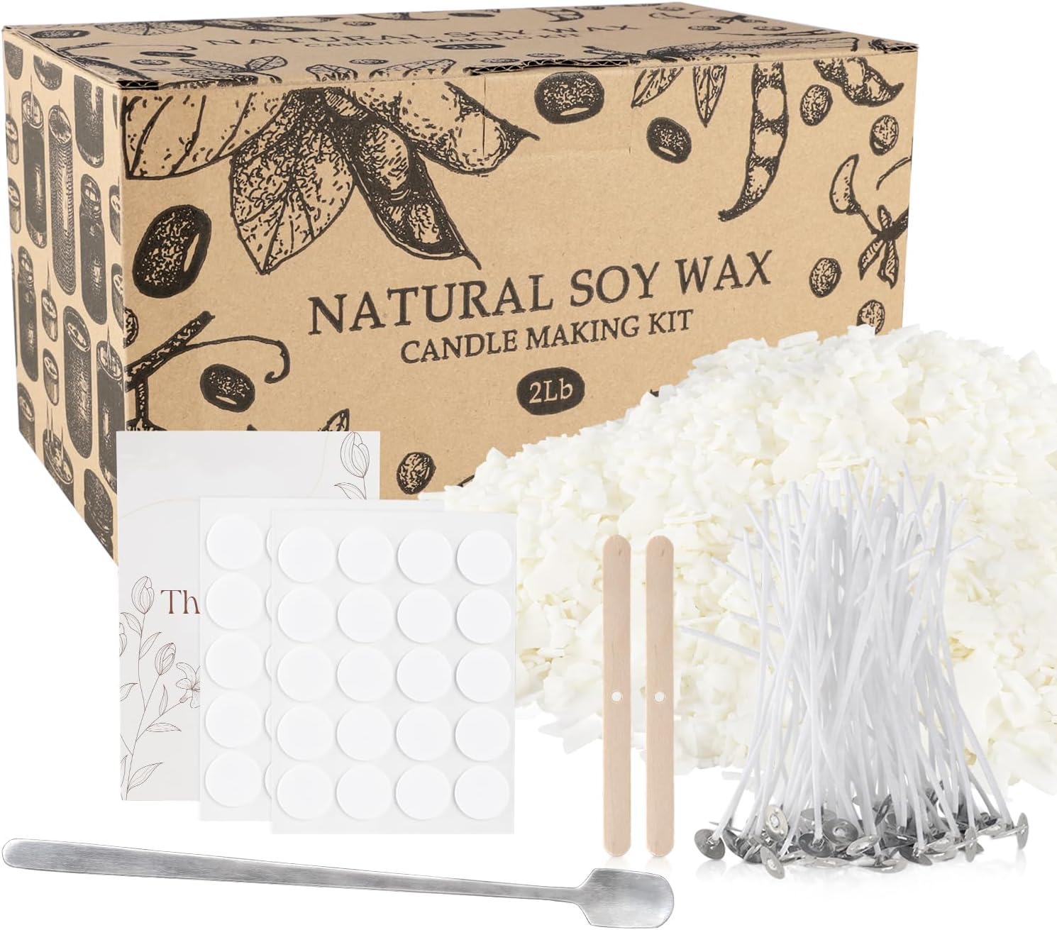pliadvbu Candle Making Kits-Nature Soy Wax for DIY Arts&Crafts Gift-Include 2 LB...