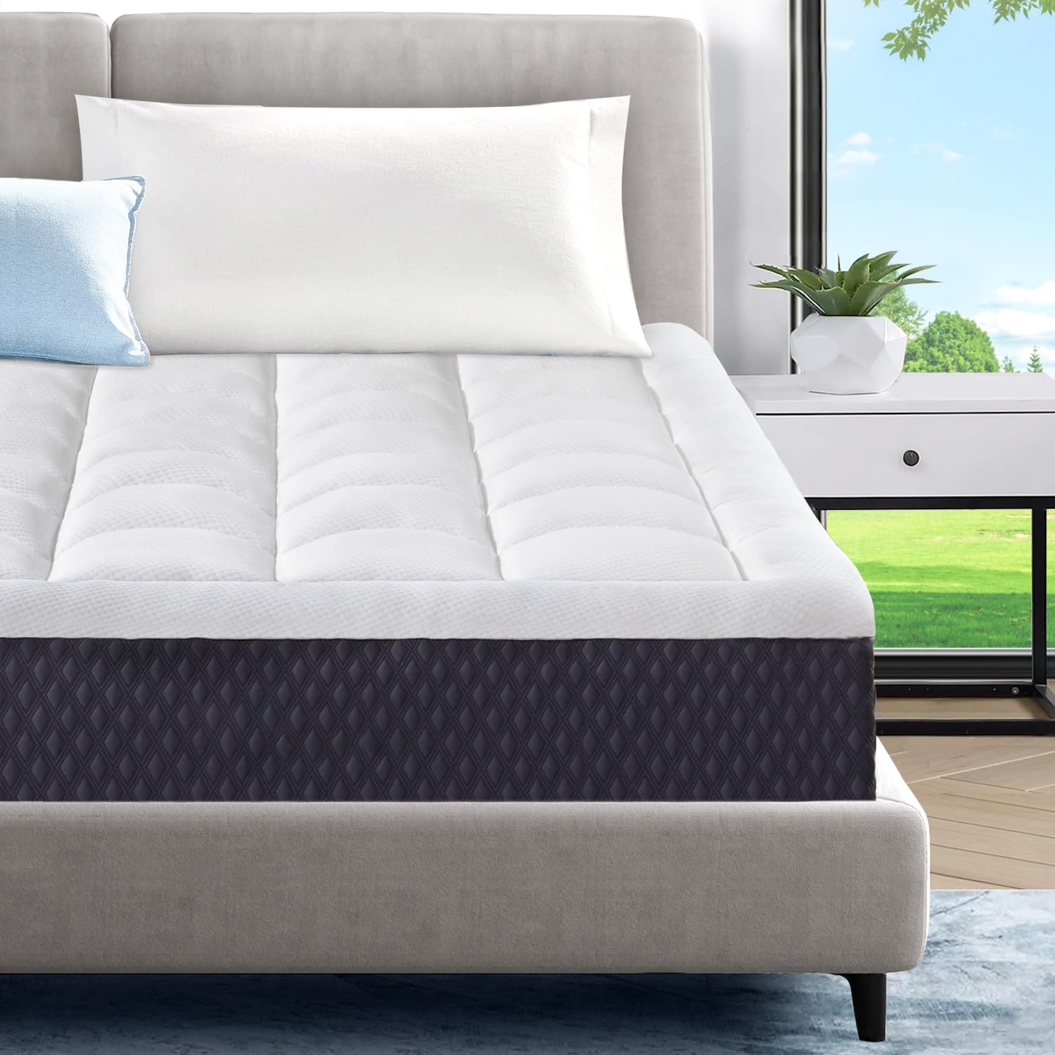 8 Inch Twin Mattress for Single Bed, Breathable Gel-Memory Foam Plus Pillowtop M...