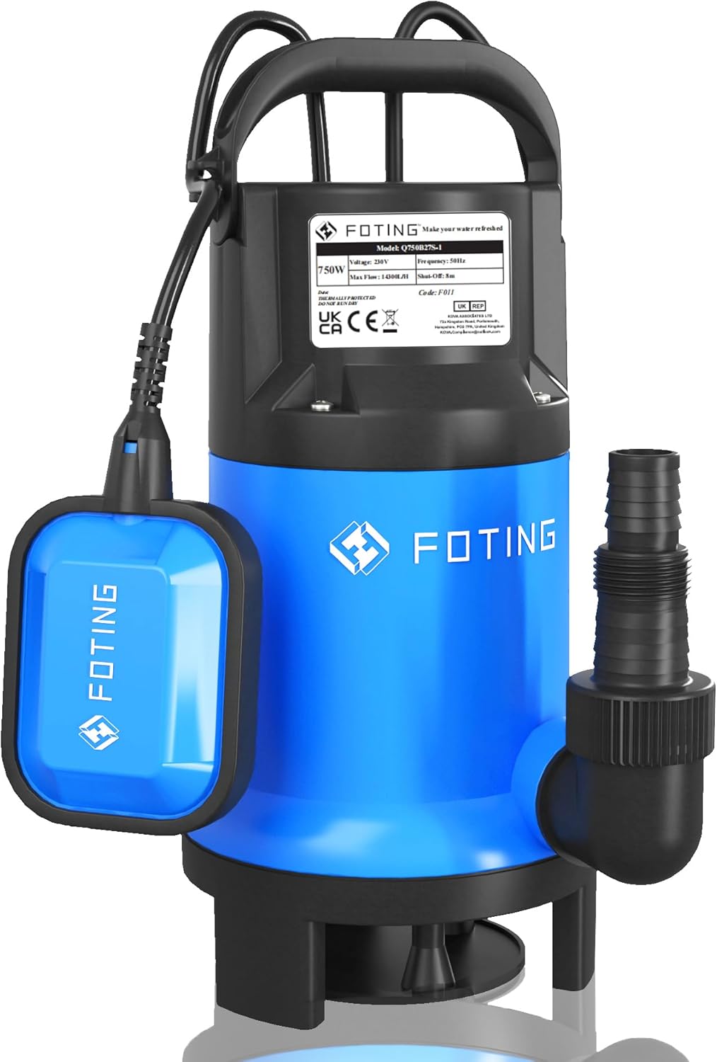 FOTING 750W Portable Submersible Water Pump for Dirty/Clean Water, Max Flow 1430...