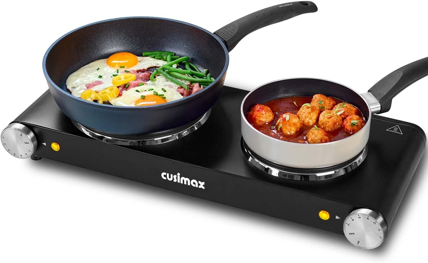 CUSIMAX Double Hot Plates Electric Burner, 1800W Countertop Cooktop with Adjusta...