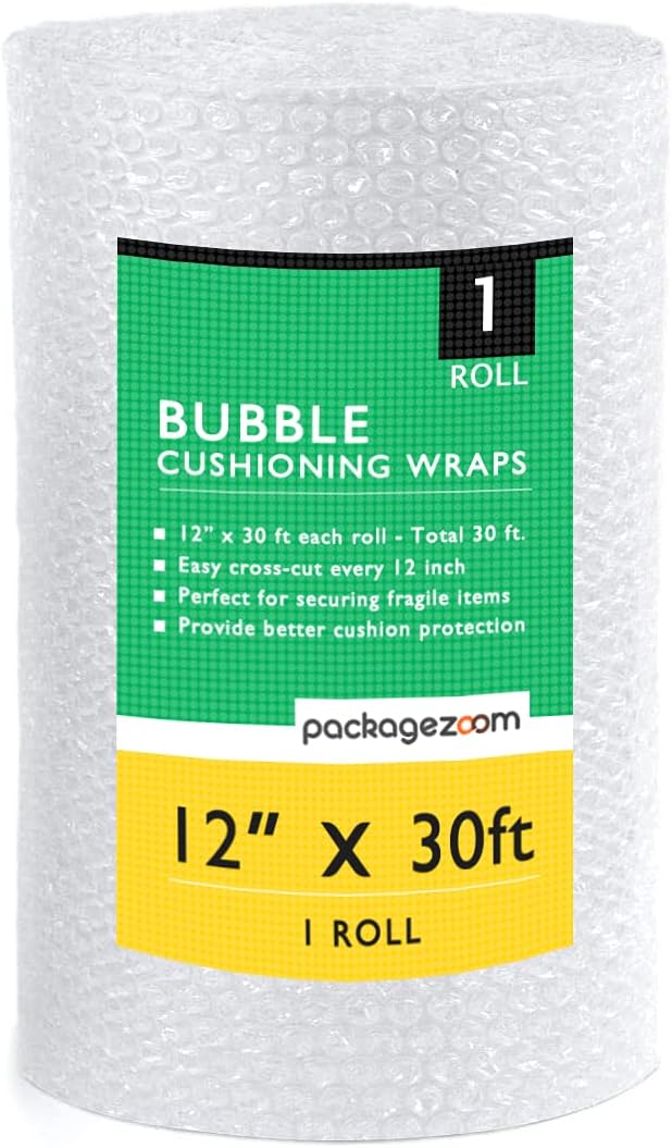 PackageZoom 1 Pack 12 inch x 30 ft. Bubble Cushioning Wrap Shipping Packing Movi...